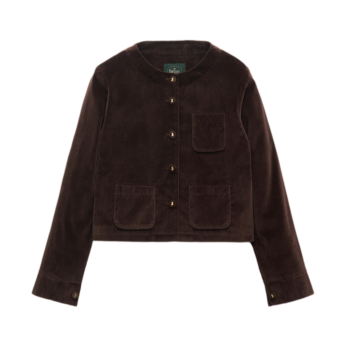 (W) 더 바넷 클래시 벨벳 카라리스 자켓 브라운((W) The Barnnet Classy Velvet Collarless Jacket Brown)