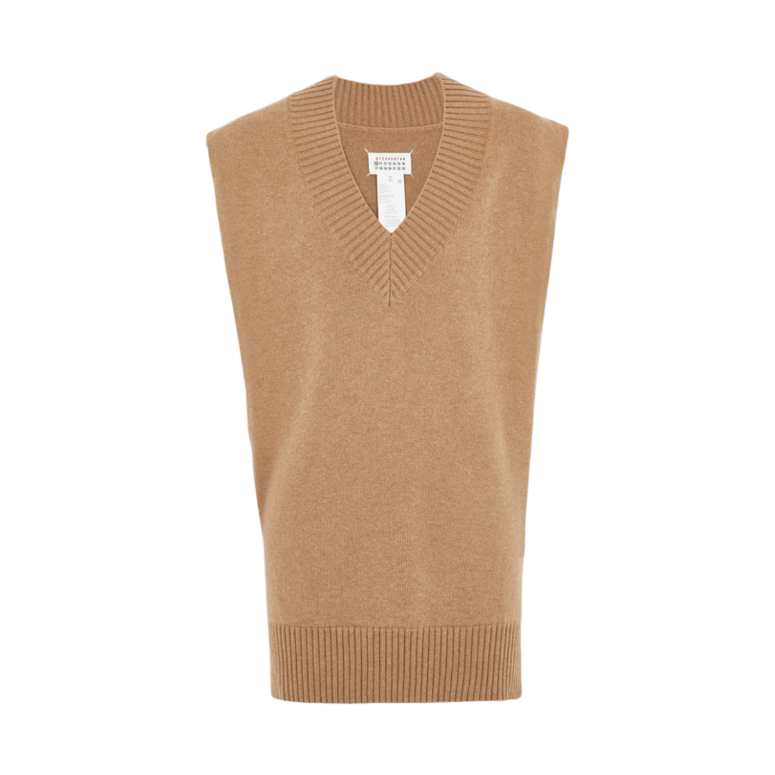 S50TH0055S17993124M Maison Margiela Sleeveless V-Neck Sweater Camel