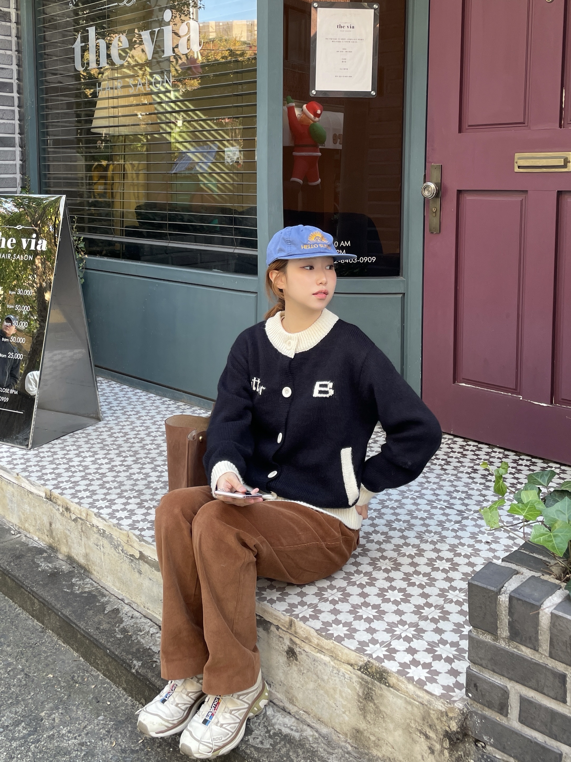 Salomon XT-6 Turtledove, Hello Sunrise Washed OG Logo 6panel Cap Ocean Blue 착용 스타일 - 3