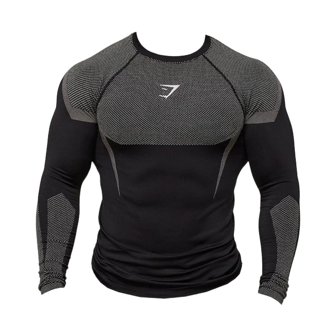짐샤크 오닉스 5.0 심리스 롱 슬리브 티셔츠 블랙 라이트 그레이(Gymshark Onyx 5.0 Seamless Long Sleeve T-Shirt Black Light Grey)