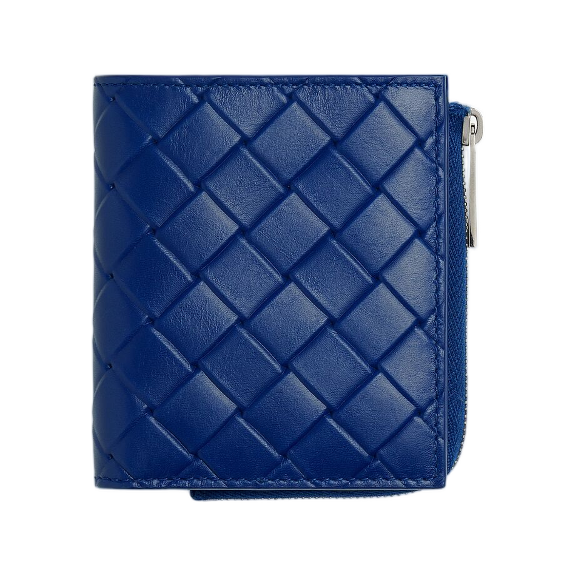 841823V0AQ14298 Bottega Veneta Intrecciato Stamp Bi-Fold Wallet Blue Royal
