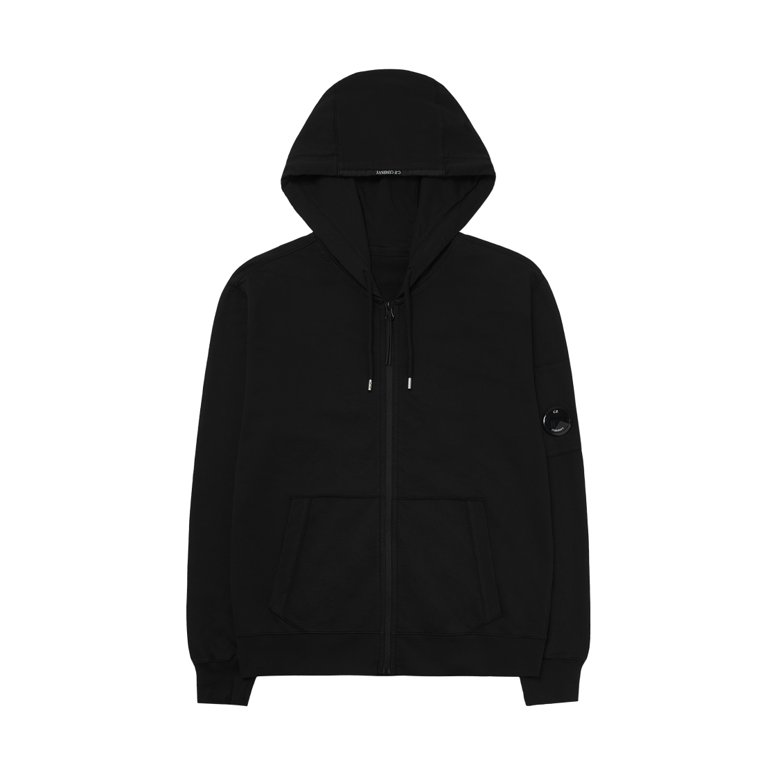 C.P. 컴퍼니 라이트 플리스 후드 풀 집 스웨트셔츠 블랙 - 25FW(C.P. Company Light Fleece Hooded Full Zip Sweatshirt Black - 25FW)