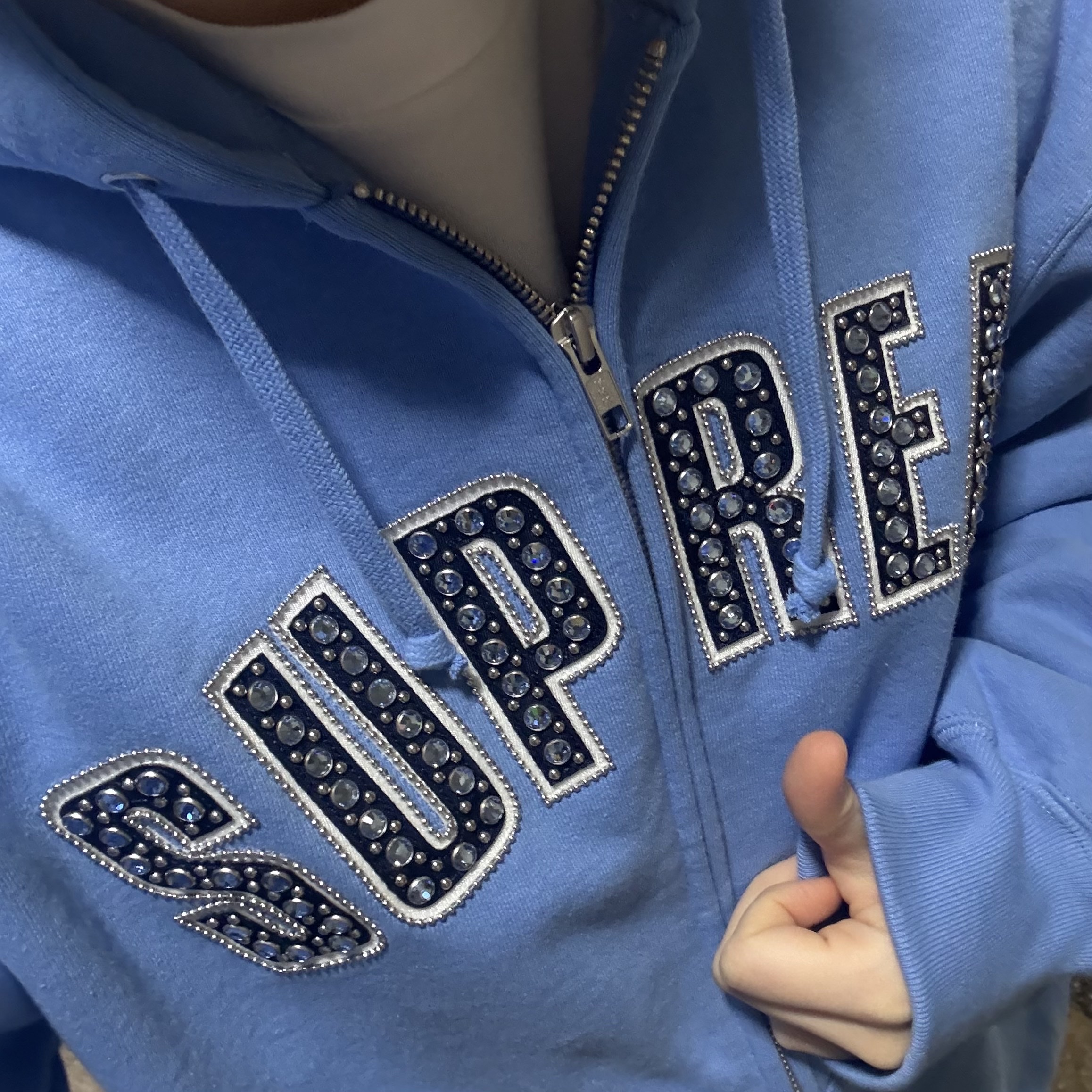 Supreme x B.B. Simon Zip Up Hooded Sweatshirt Light Blue - 25SS 착용 스타일