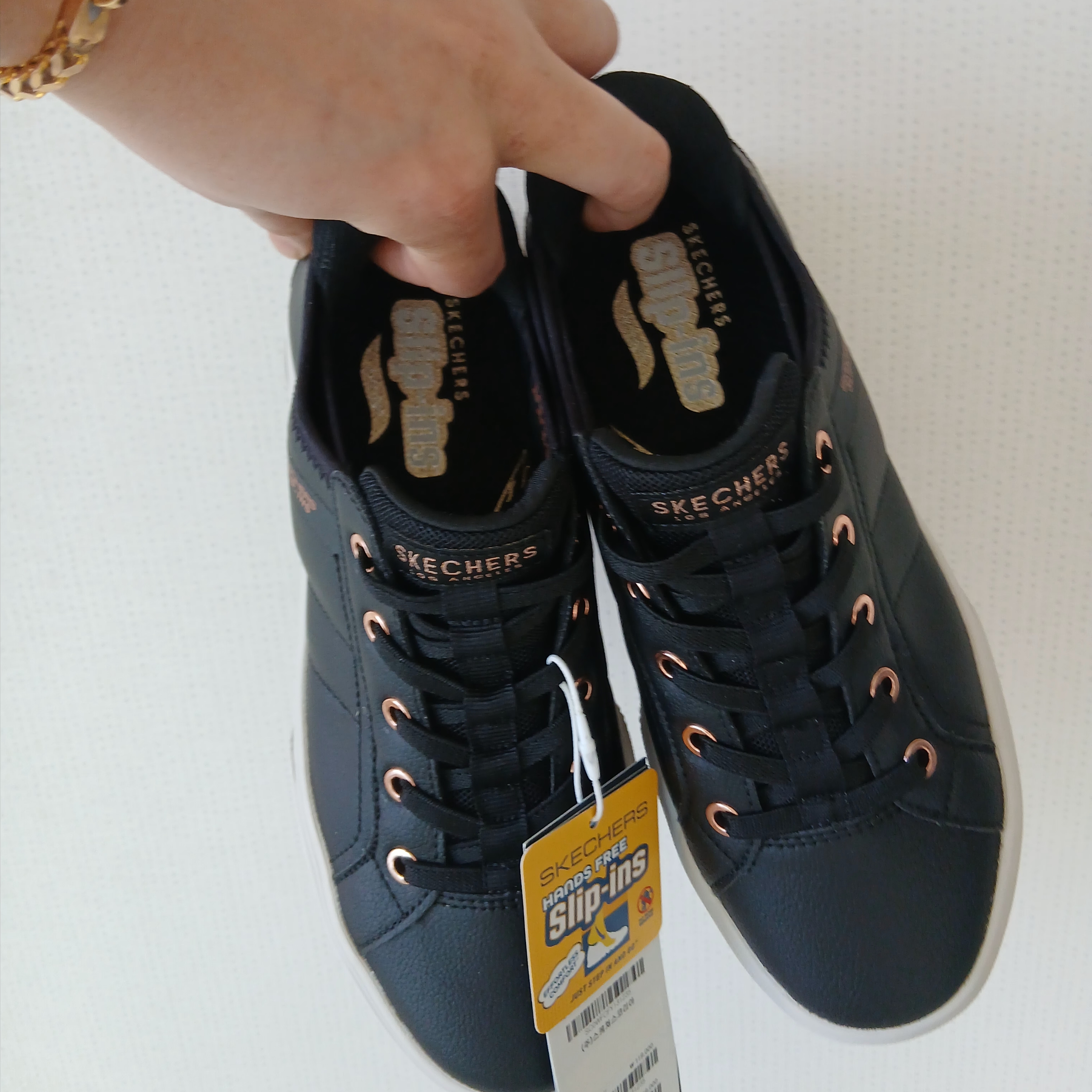 (W) Skechers Go Walk 7 Slip Ins Black Rose Gold, Honda Quilting Collarless Jacket Black 착용 스타일 - 3