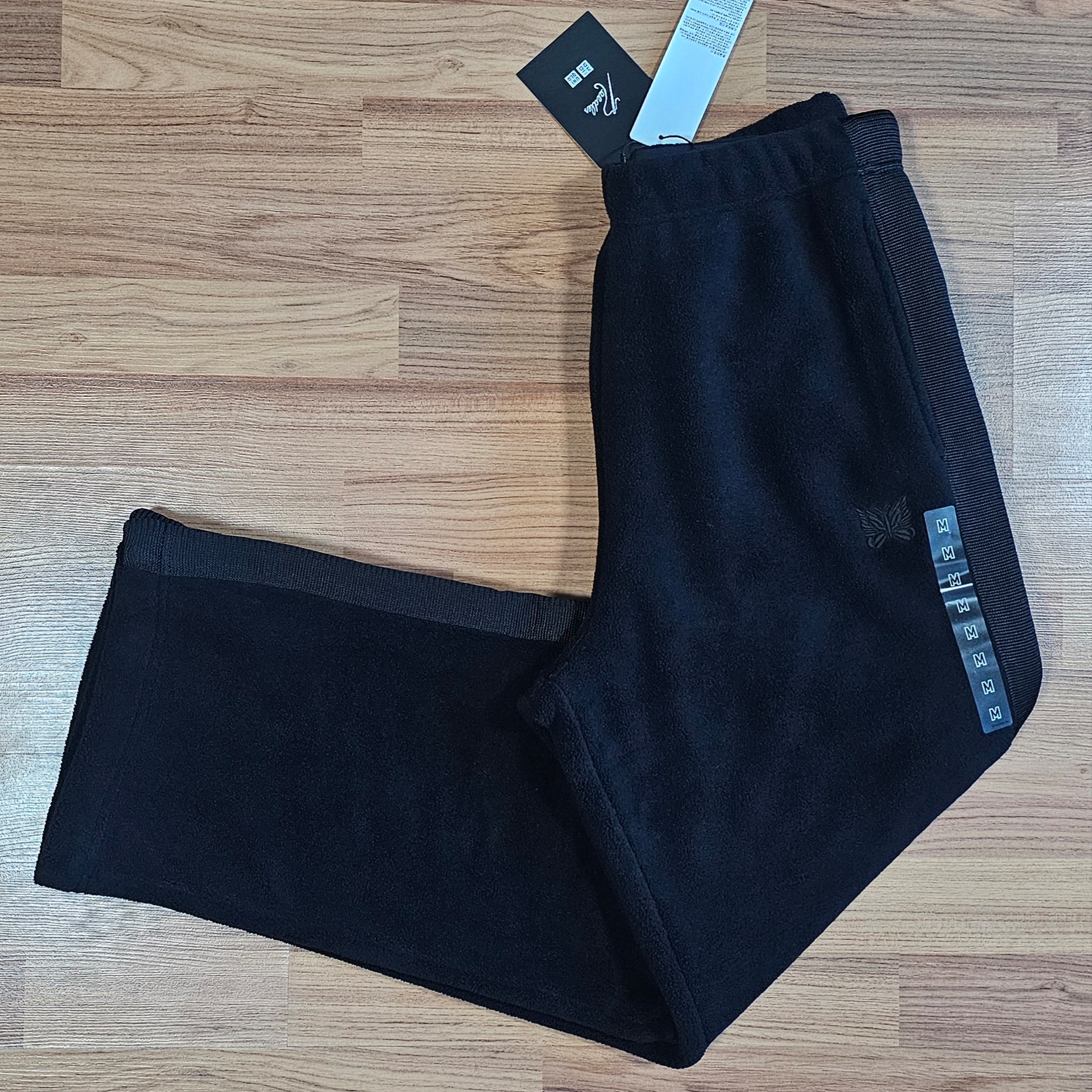 Uniqlo x Needles Fleece Wide Pants Black - KR 착용 스타일