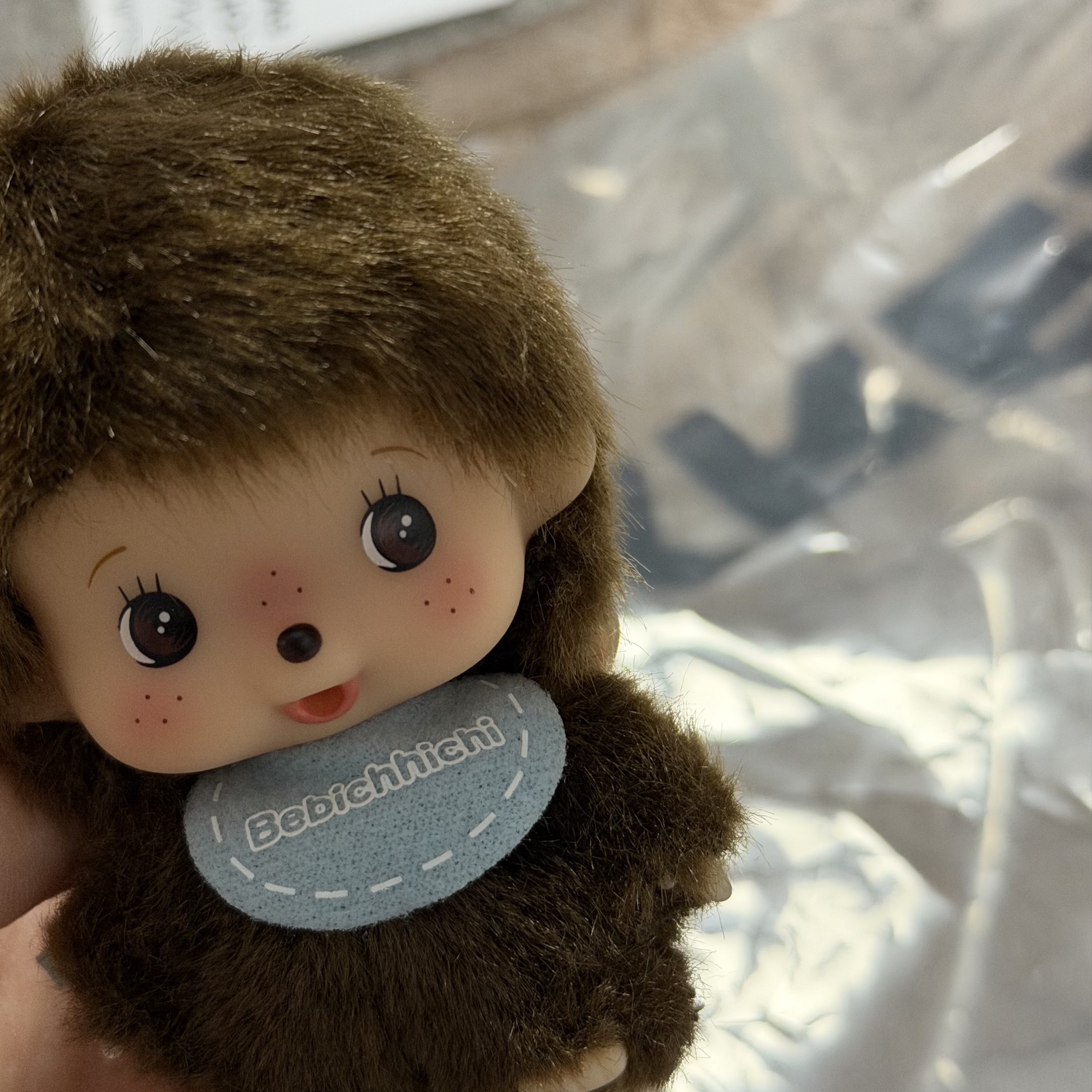 Monchhichi Bebichhichi Bighead SS Boy Key Chain Blue 착용 스타일