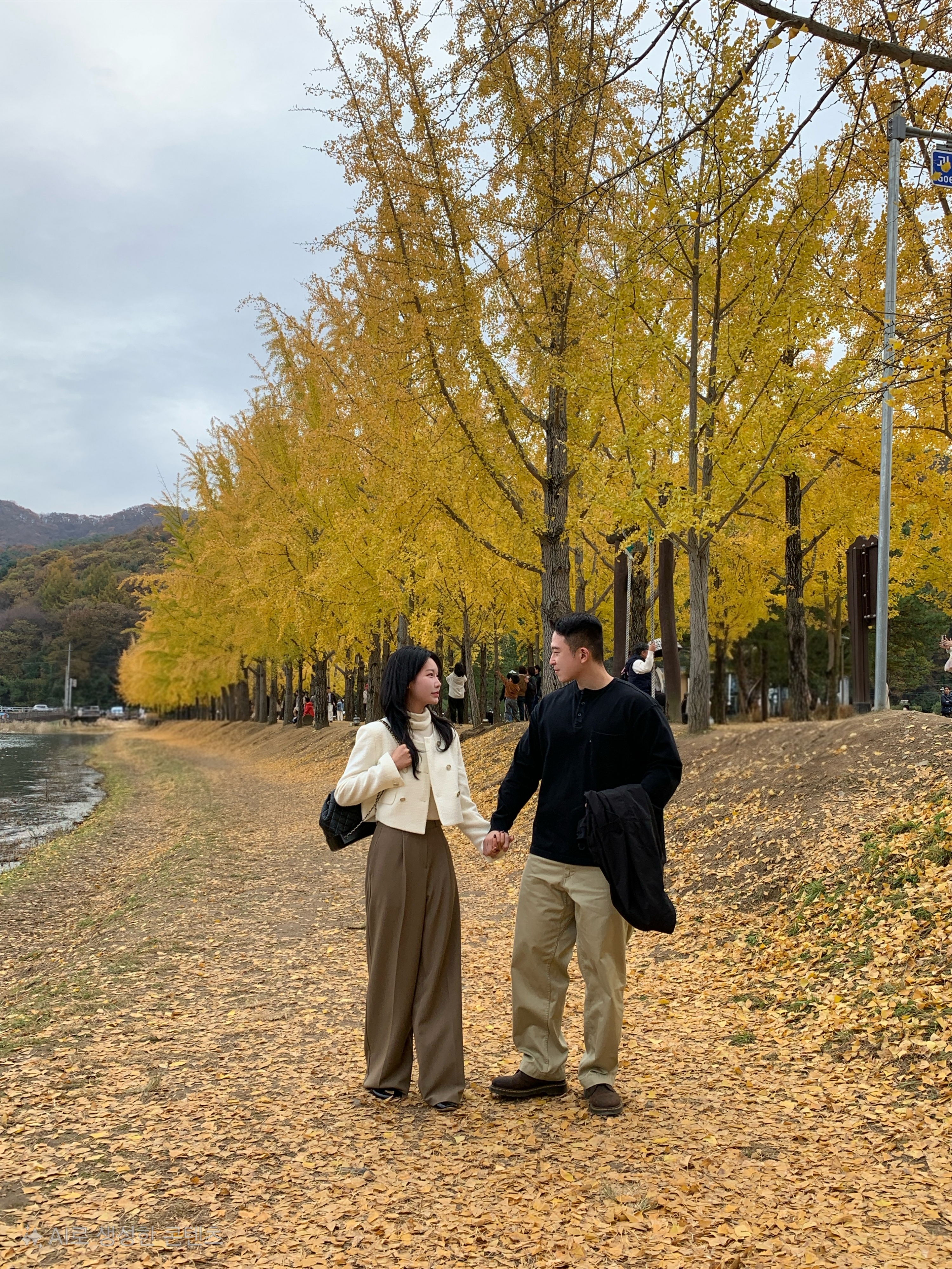 Nanamica Wide Chino Pants Khaki, Dr. Martens 1461 Crazy Horse Dark Brown 착용 스타일 - 2