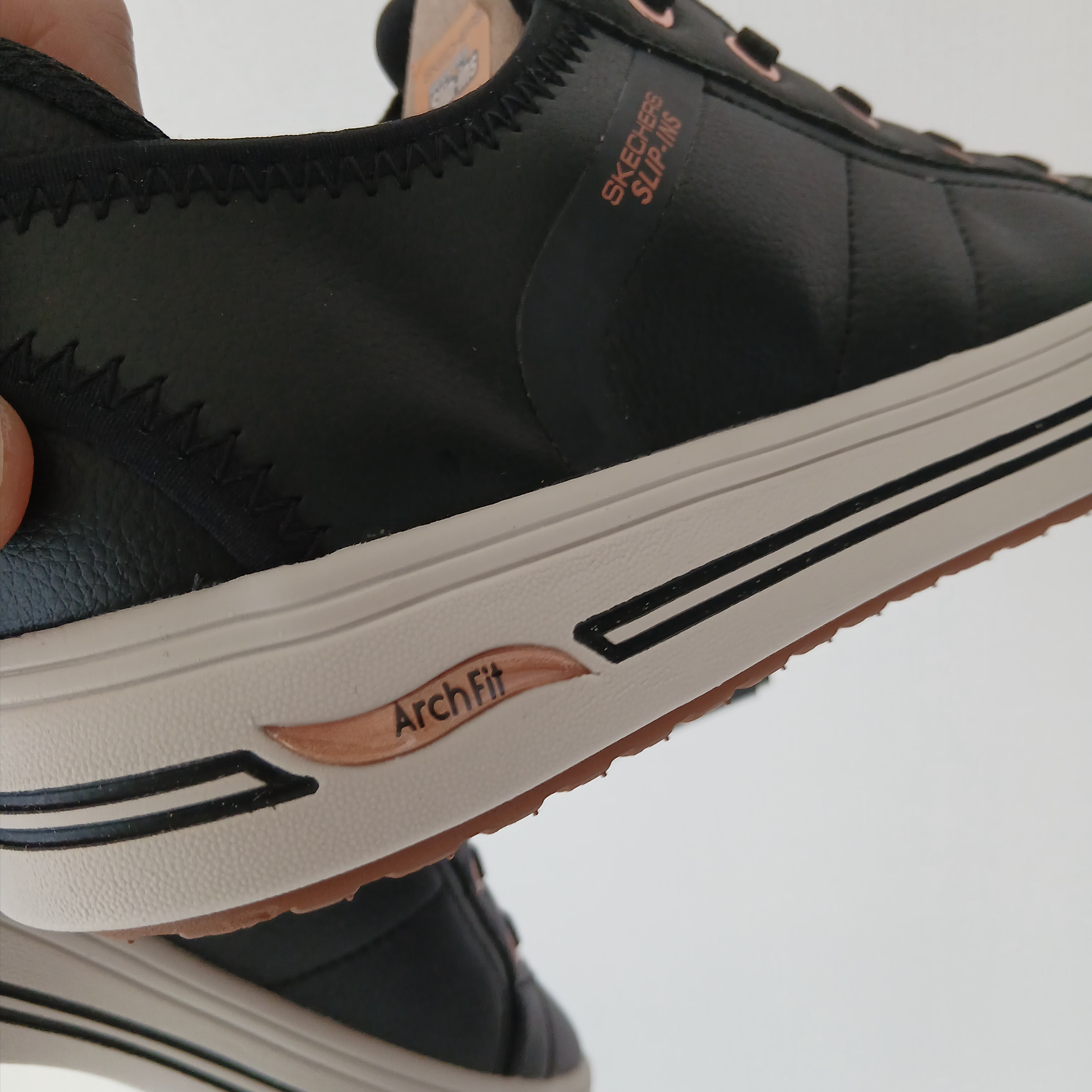 (W) Skechers Go Walk 7 Slip Ins Black Rose Gold, Honda Quilting Collarless Jacket Black 착용 스타일 - 5