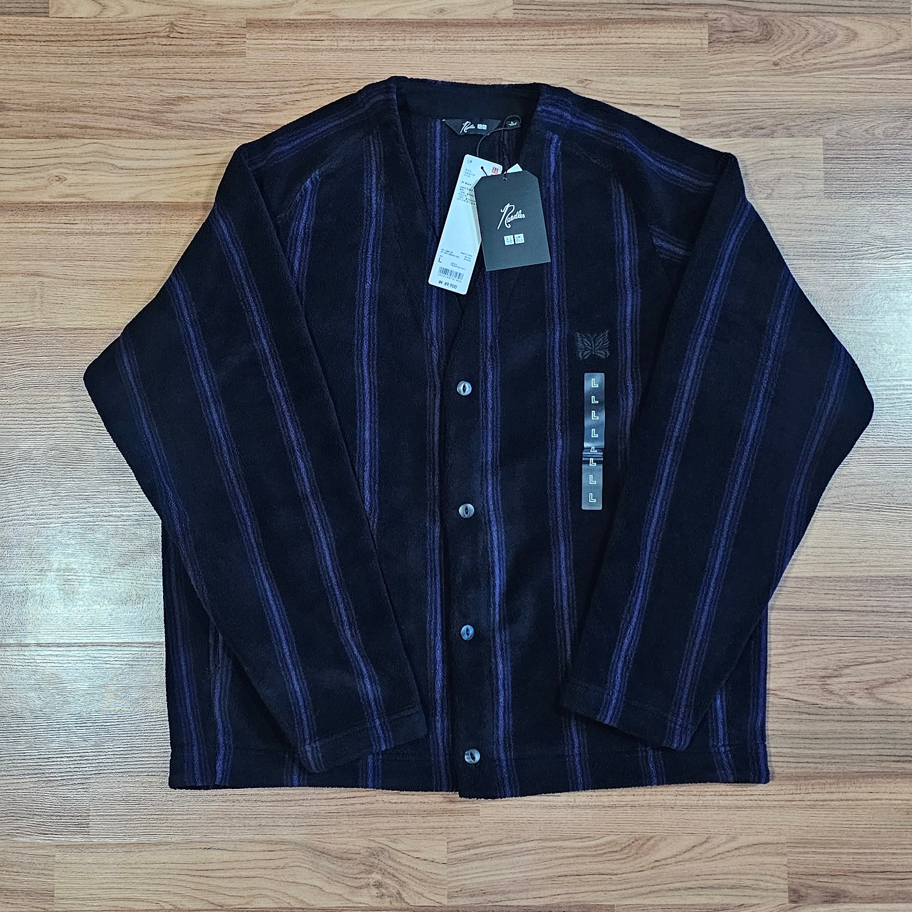 Uniqlo x Needles Fleece Oversized Cardigan Black - KR 착용 스타일
