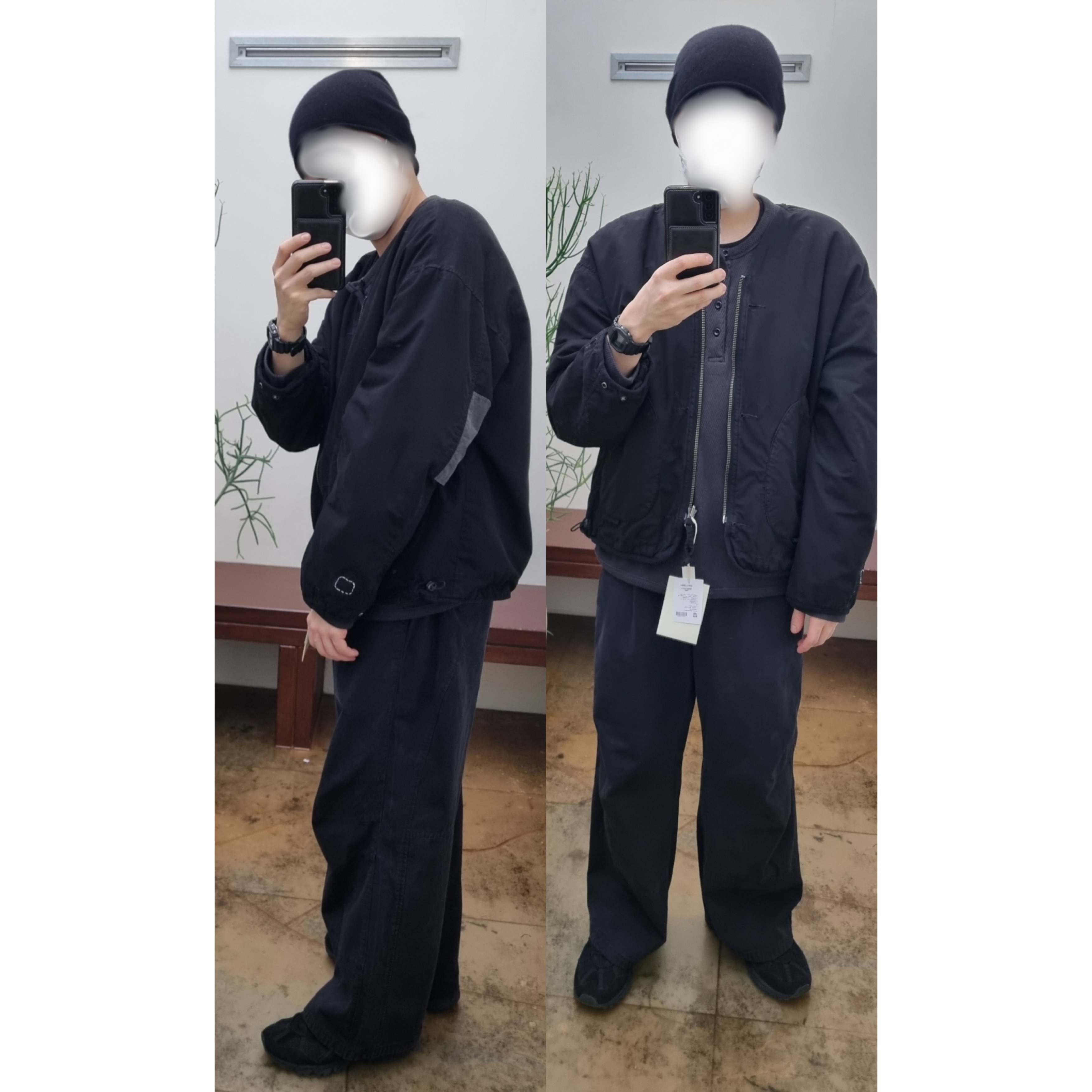Asics Gel-Sonoma 15-50 Black, Polyteru HANK Reversible Liner Jacket Used Black 착용 스타일 - 1