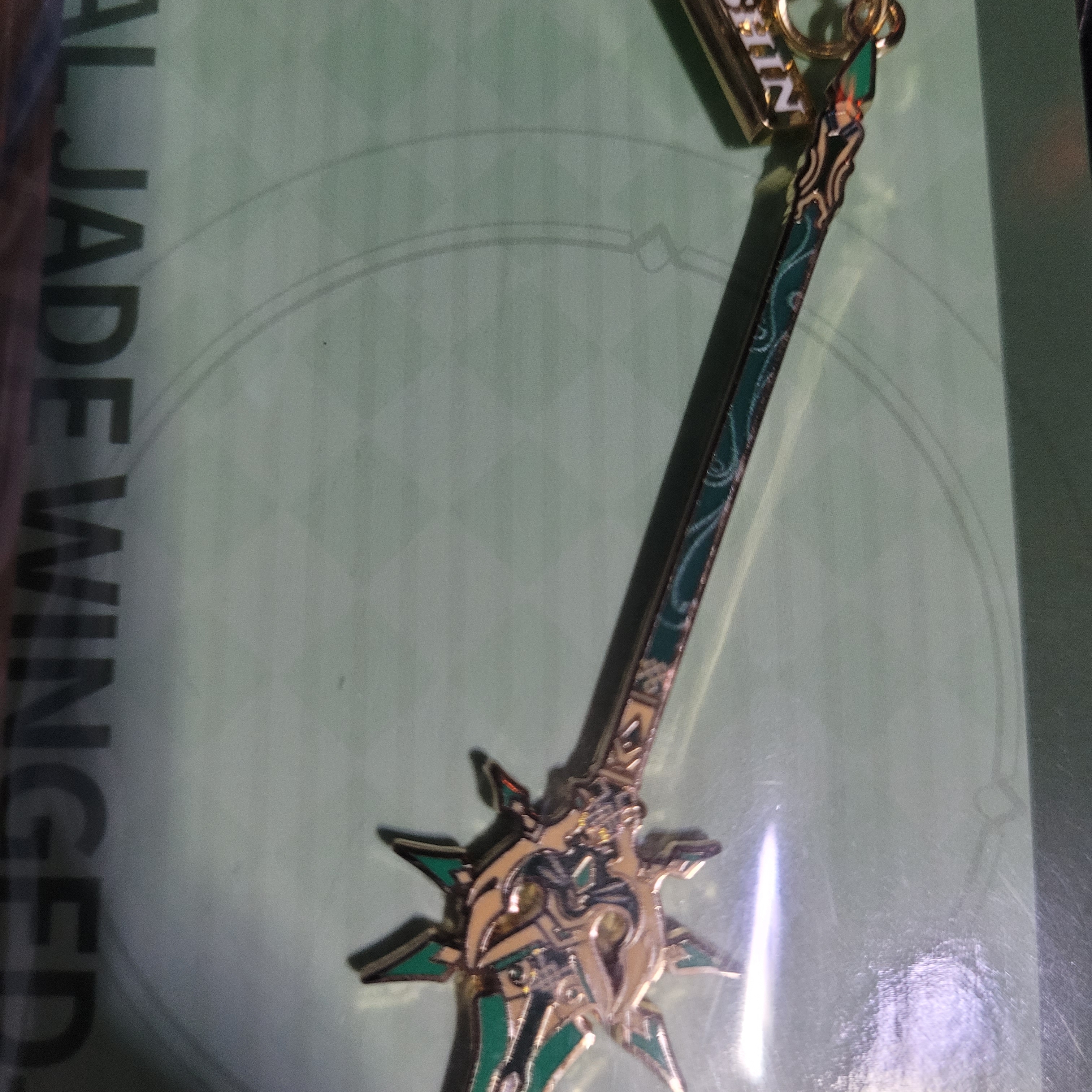 Genshin Metal Keychain Weapons Epitome Invocation Weapons Primordial Jade Winged-Spear 착용 스타일