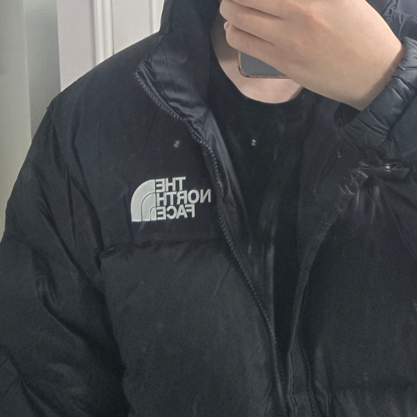 The North Face 1996 Eco Nuptse Jacket Black 착용 스타일