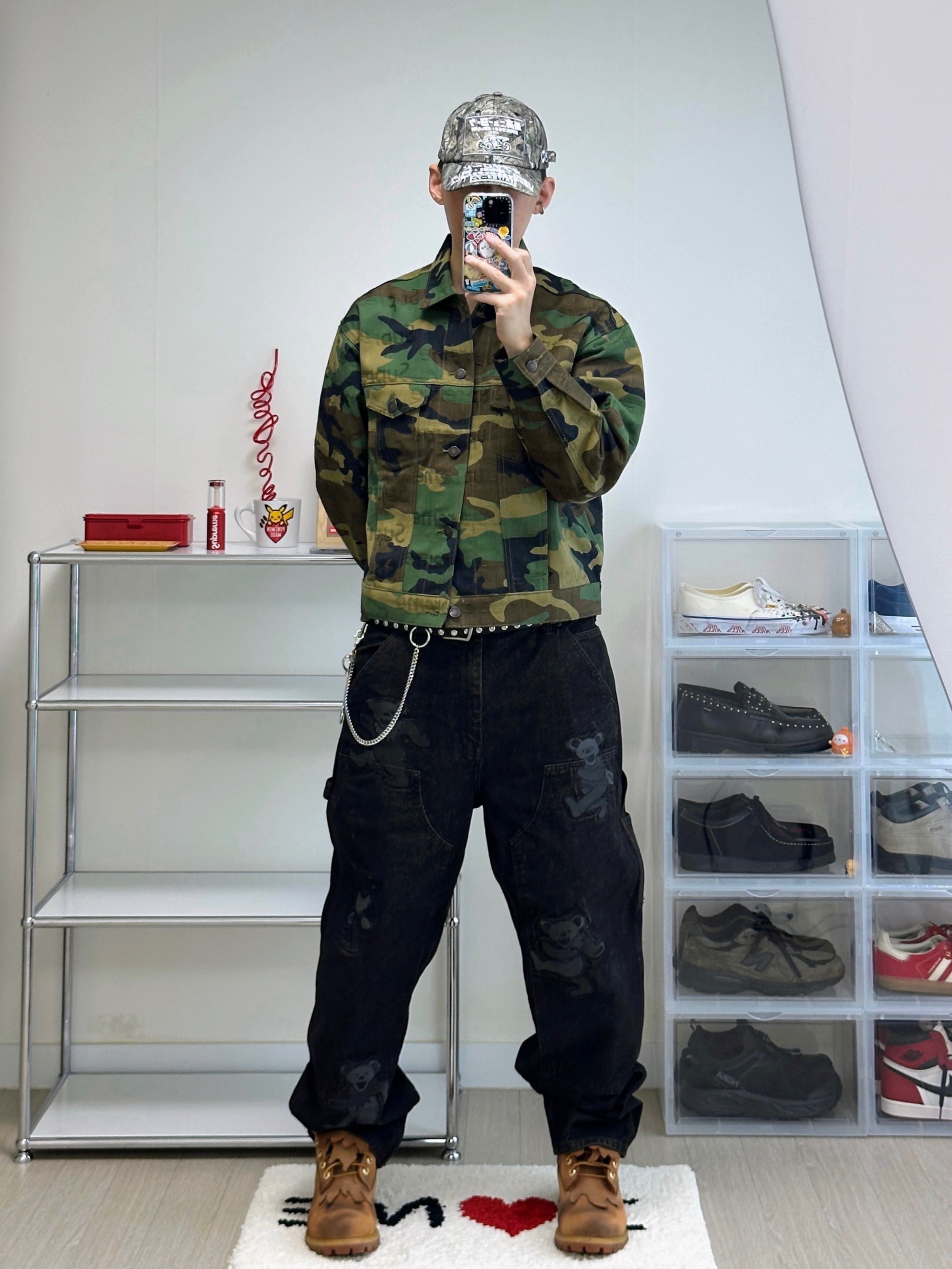 Supreme ATV 6-Panel TrueTimber HTC Fall Camo - 25FW, Supreme Jacquard Logos Denim Trucker Jacket Woodland Camo - 25FW 착용 스타일