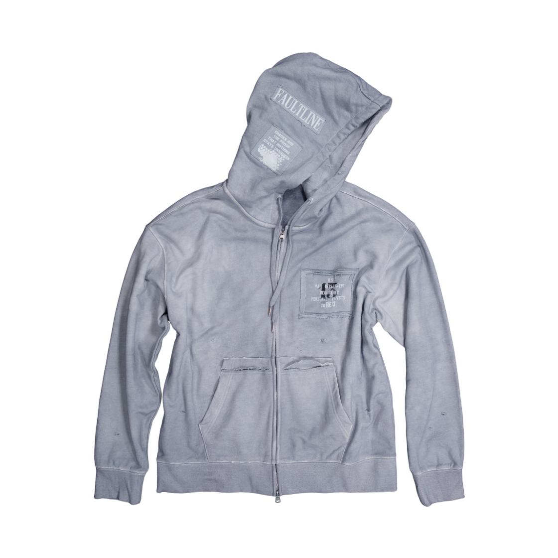 25-O007 Resurrection13 Hood Zip Up Vintage Grey