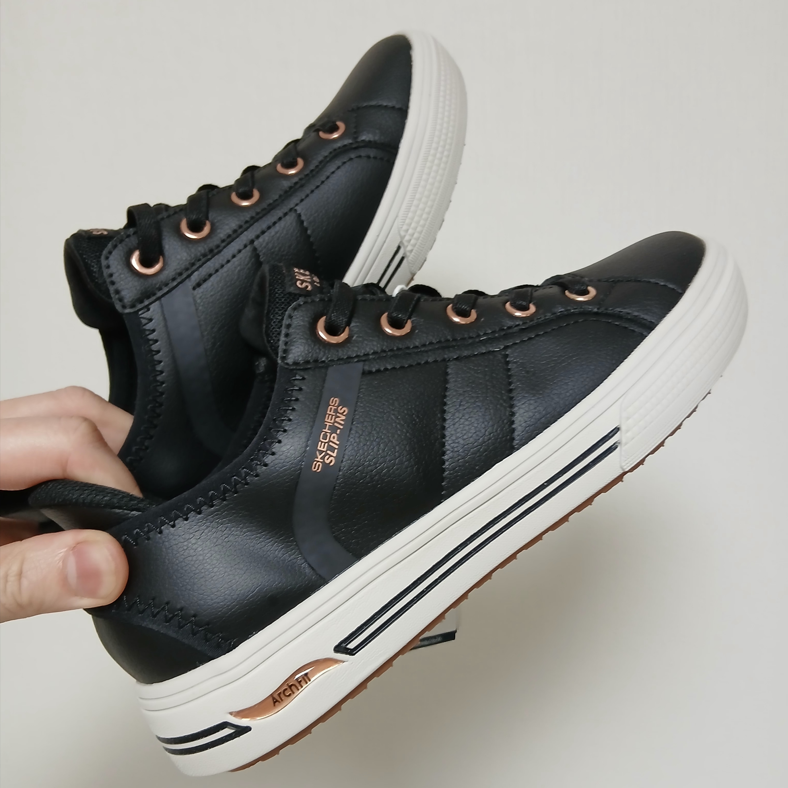 (W) Skechers Go Walk 7 Slip Ins Black Rose Gold, Honda Quilting Collarless Jacket Black 착용 스타일 - 1