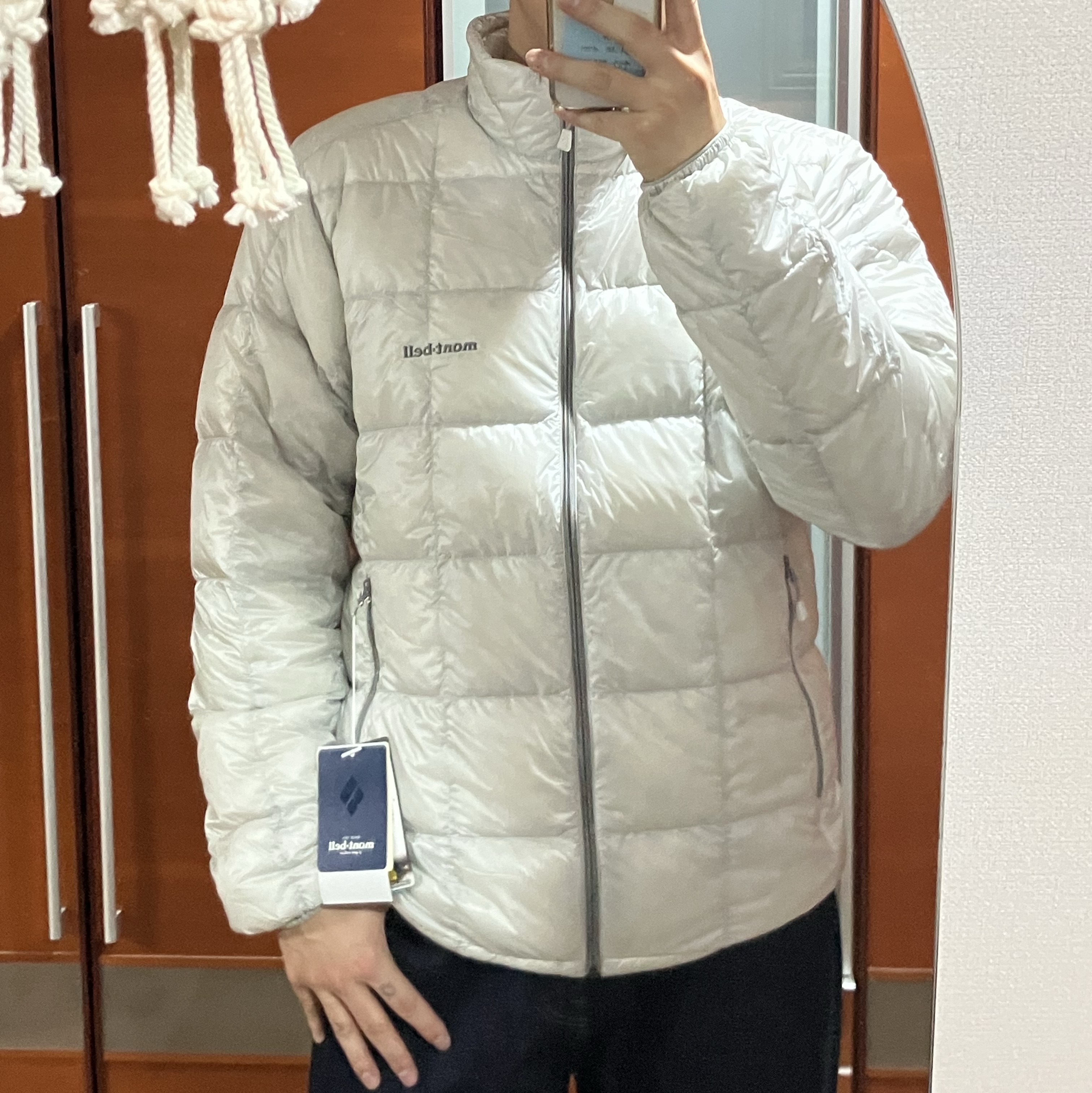 Montbell Superior Down Jacket Light Gray, Uniqlo x JW Anderson Straight Jean Blue - KR 착용 스타일
