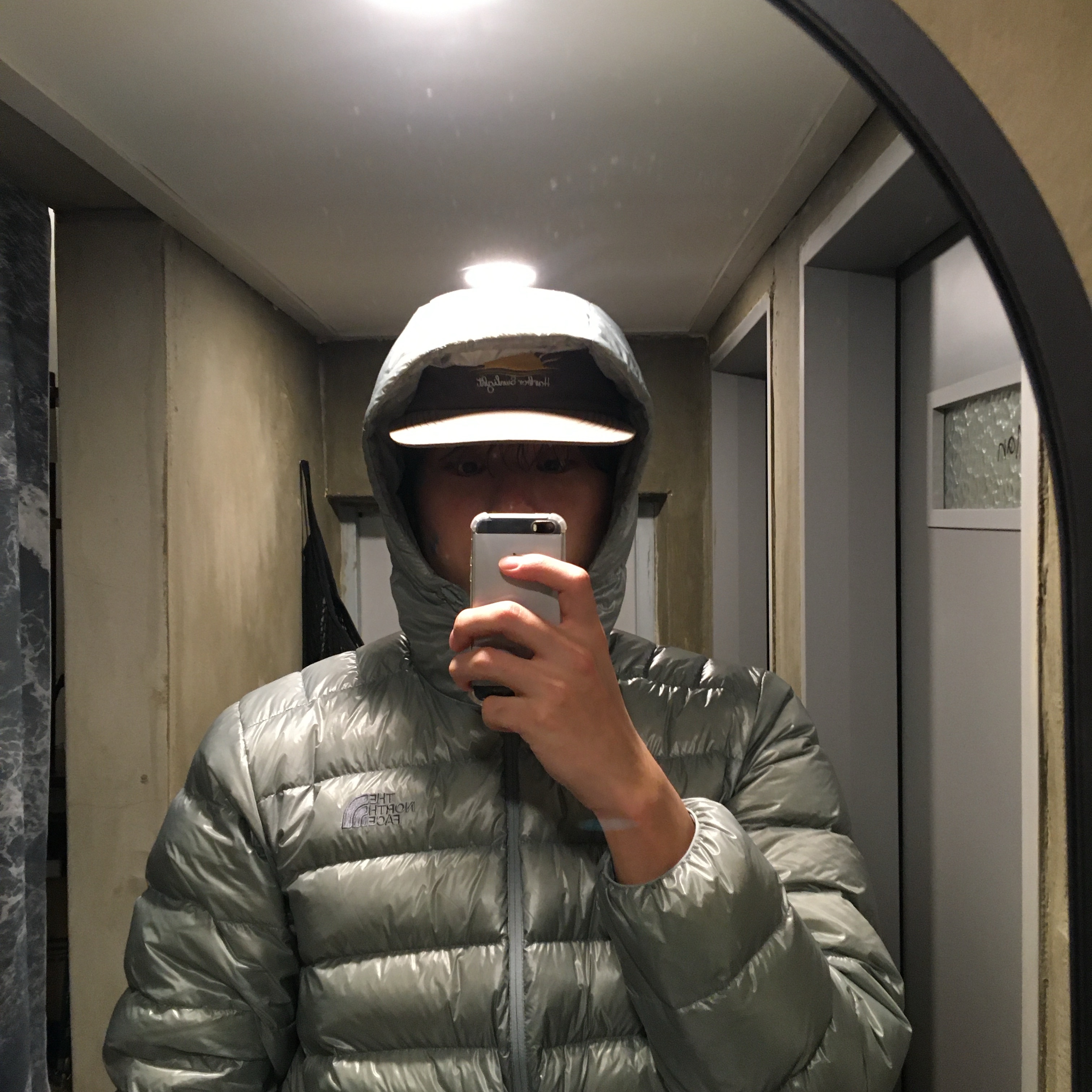 The North Face Matier EX RDS Down Hoodie Light Gray - 25FW 착용 스타일 - 3