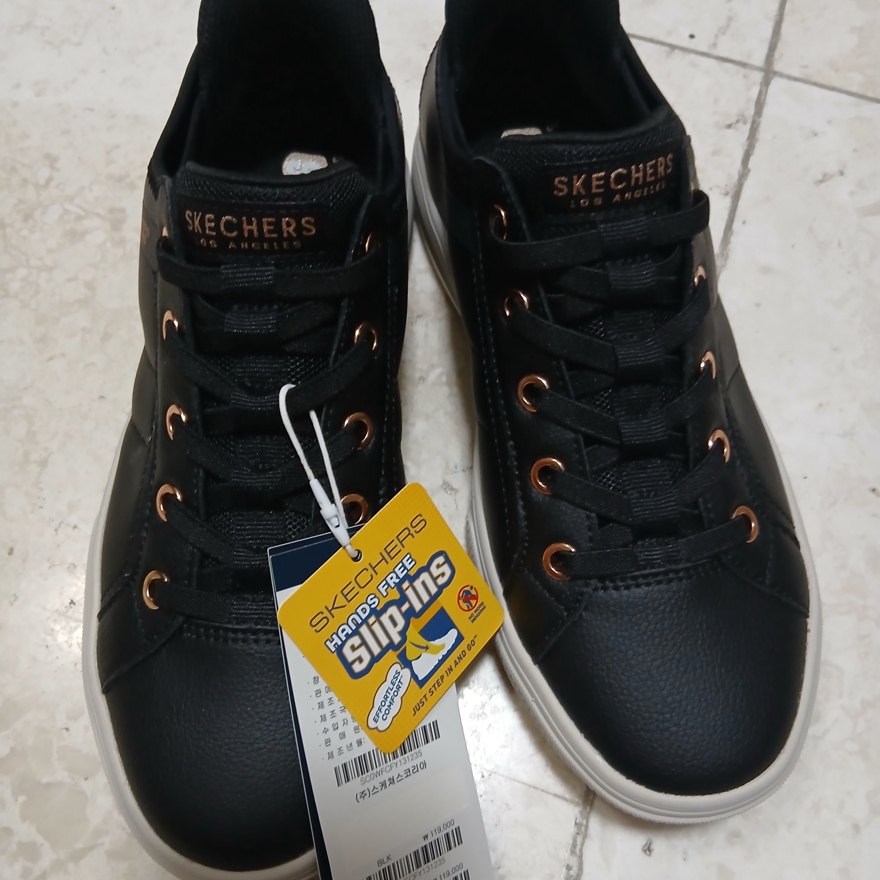 (W) Skechers Go Walk 7 Slip Ins Black Rose Gold, Honda Quilting Collarless Jacket Black 착용 스타일 - 8