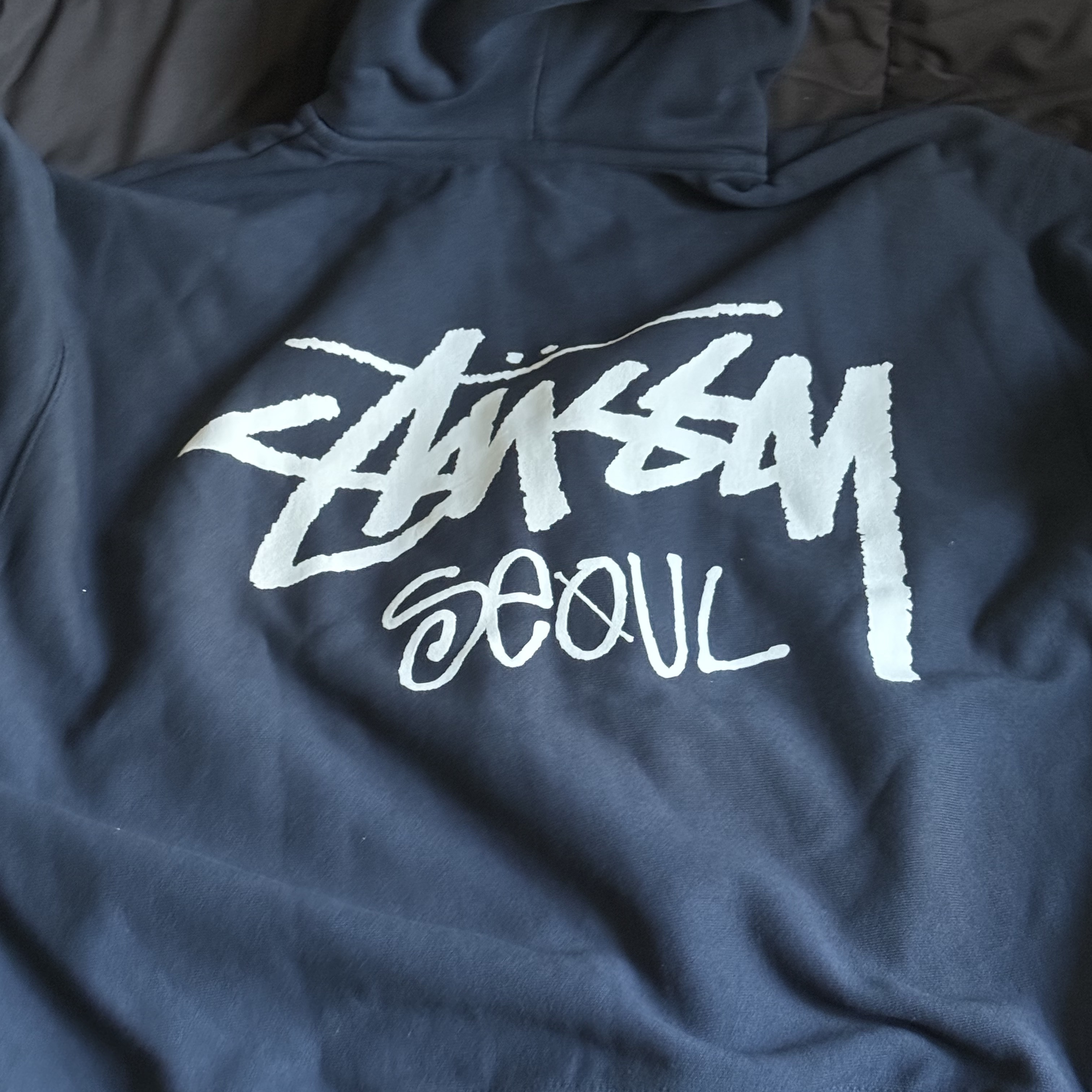 Stussy Stock Seoul Zip Hood Navy 착용 스타일 - 1