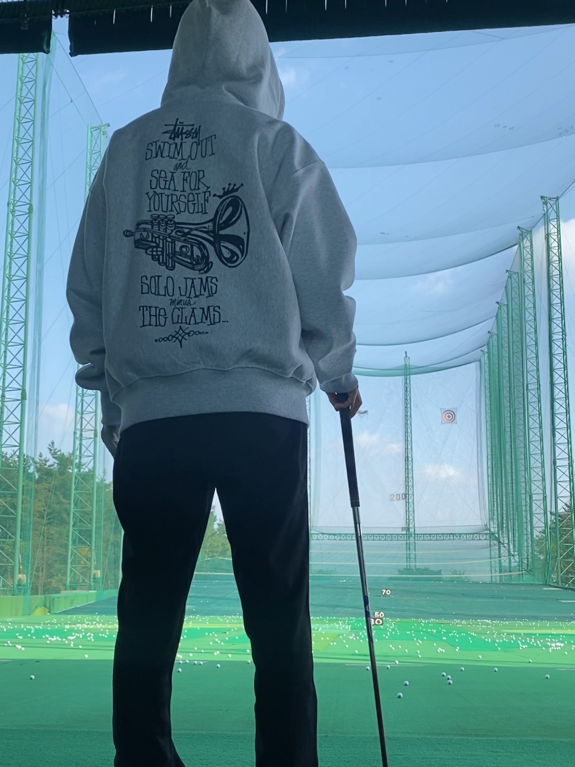Stussy Swim Out Zip Hoodie Ash Heather 착용 스타일 - 1