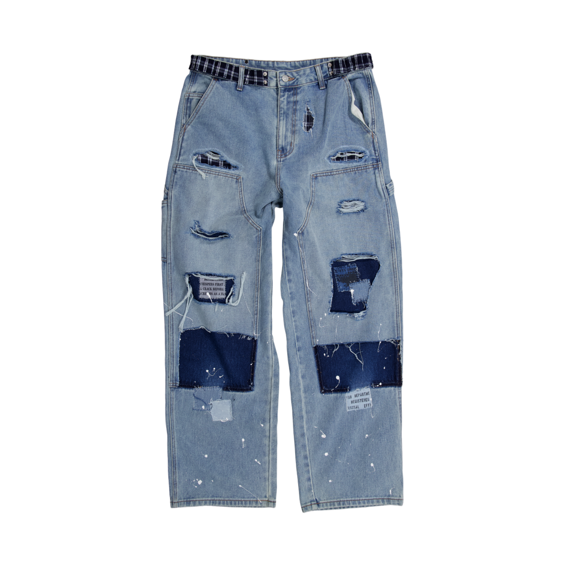 25-B007 Resurrection13 Double Knee Denim Pants Denim