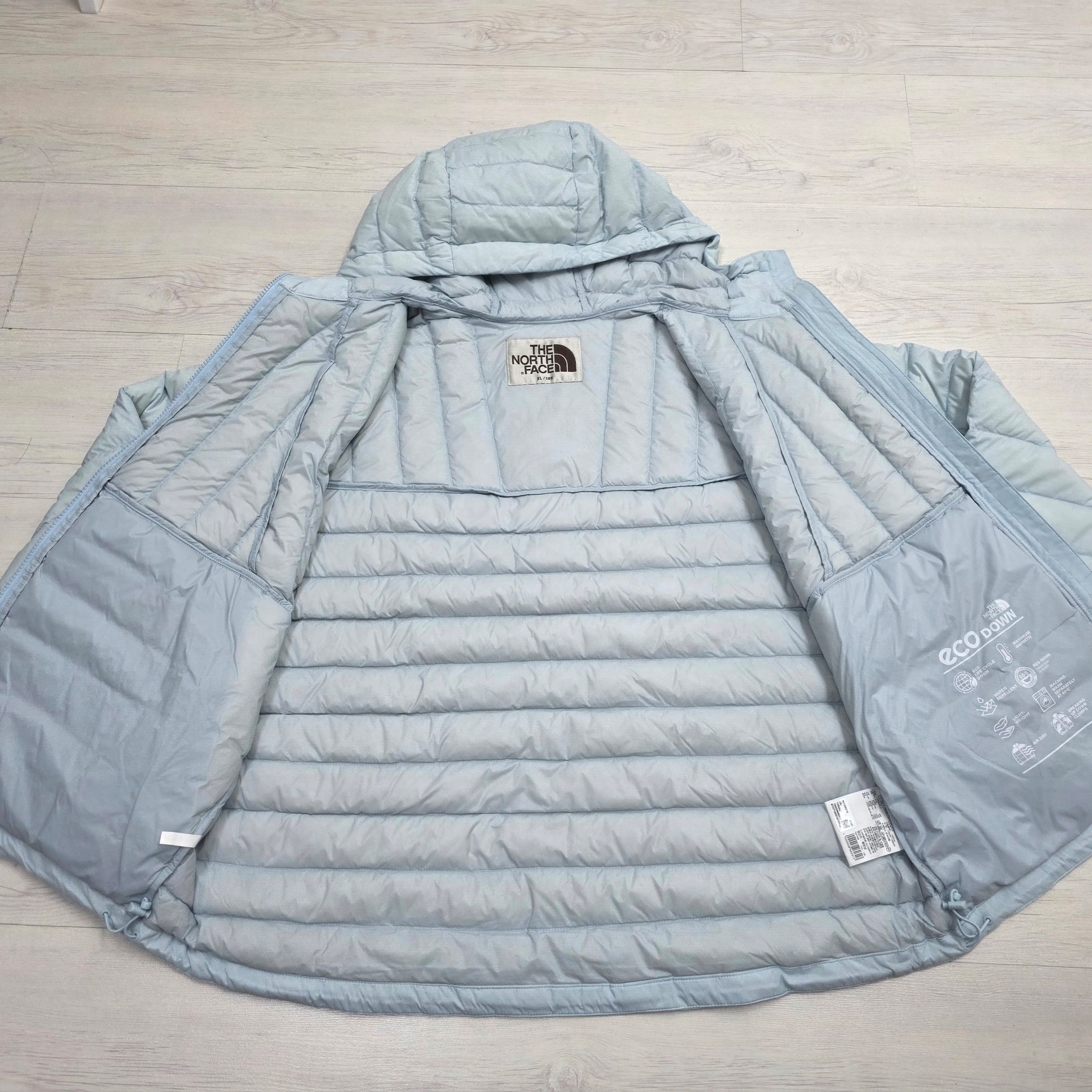 The North Face Coreline Down Jacket Light Blue - 25FW, The North Face Ventus On Jacket Silver 착용 스타일 - 5