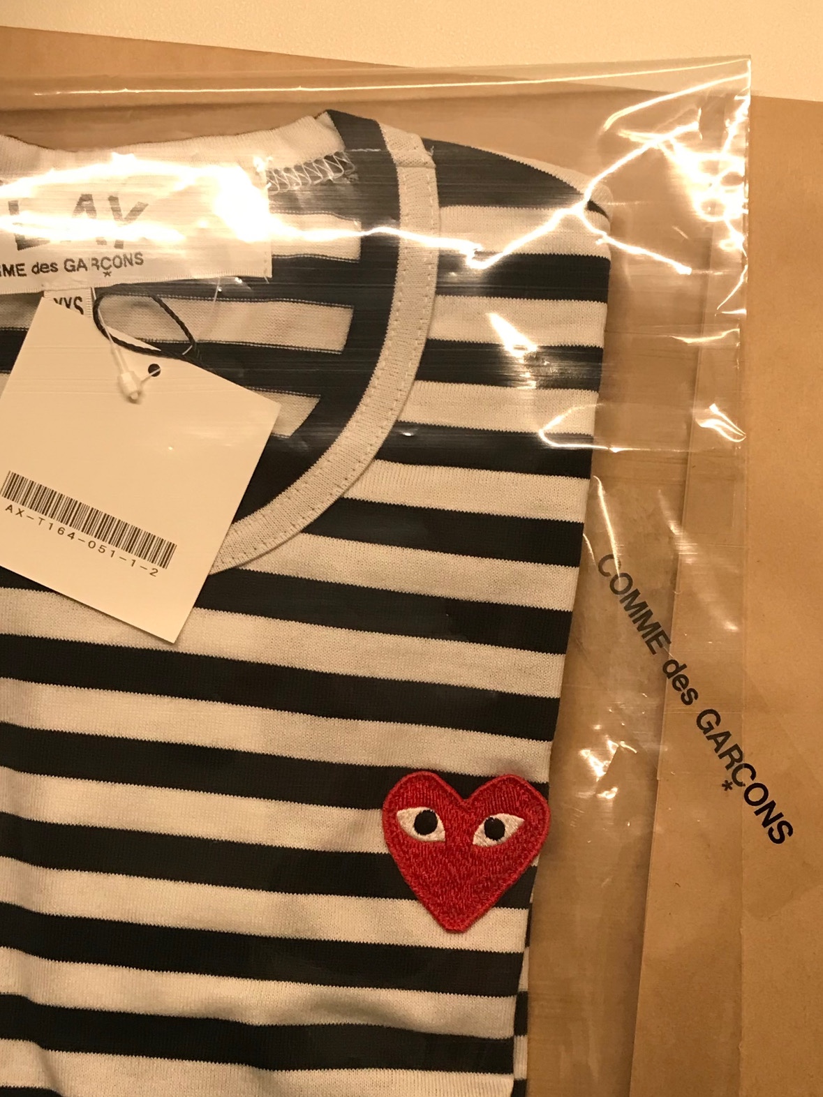 Play Comme des Garcons Striped LS T-Shirt Black White 착용 스타일 - 3