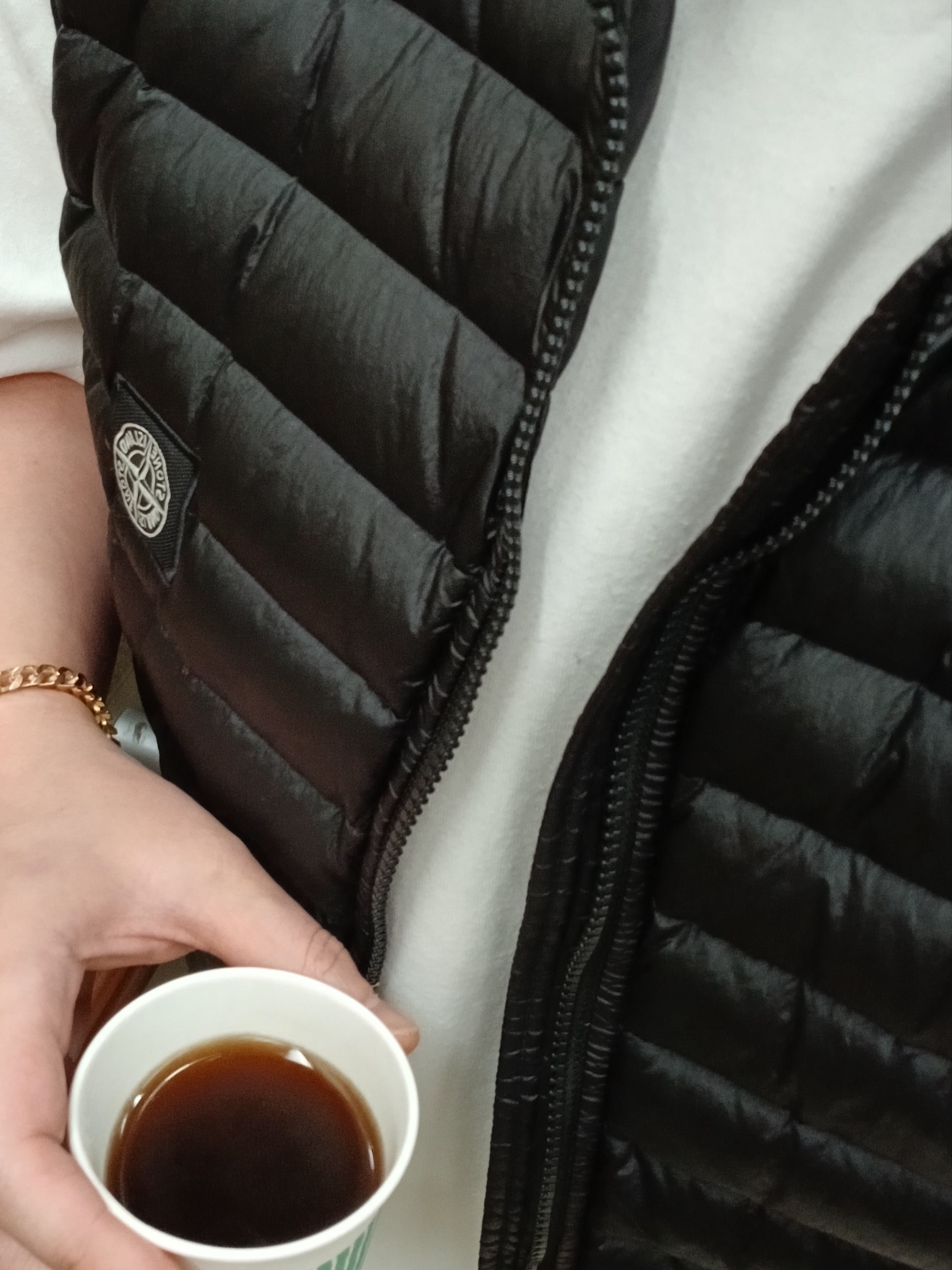 IAB Studio T-Shirt White - 23FW, Stone Island G0224 Loom Woven Chambers R-Nylon Down-TC Vest Black - 22FW 착용 스타일 - 1