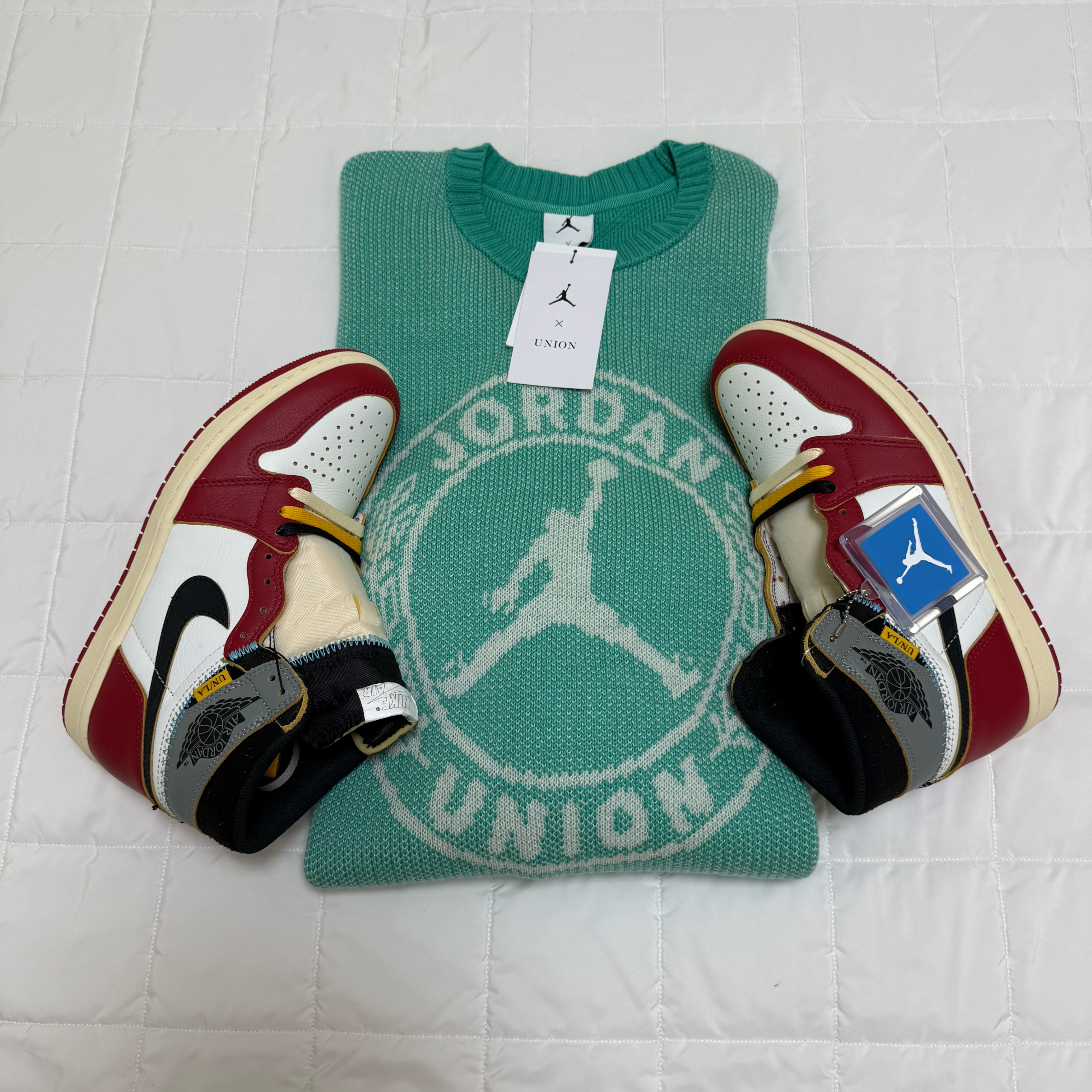 Jordan x Union Sweater Kinetic Green - Asia, Jordan 1 x Union Retro High OG Chicago Shadow 착용 스타일 - 1