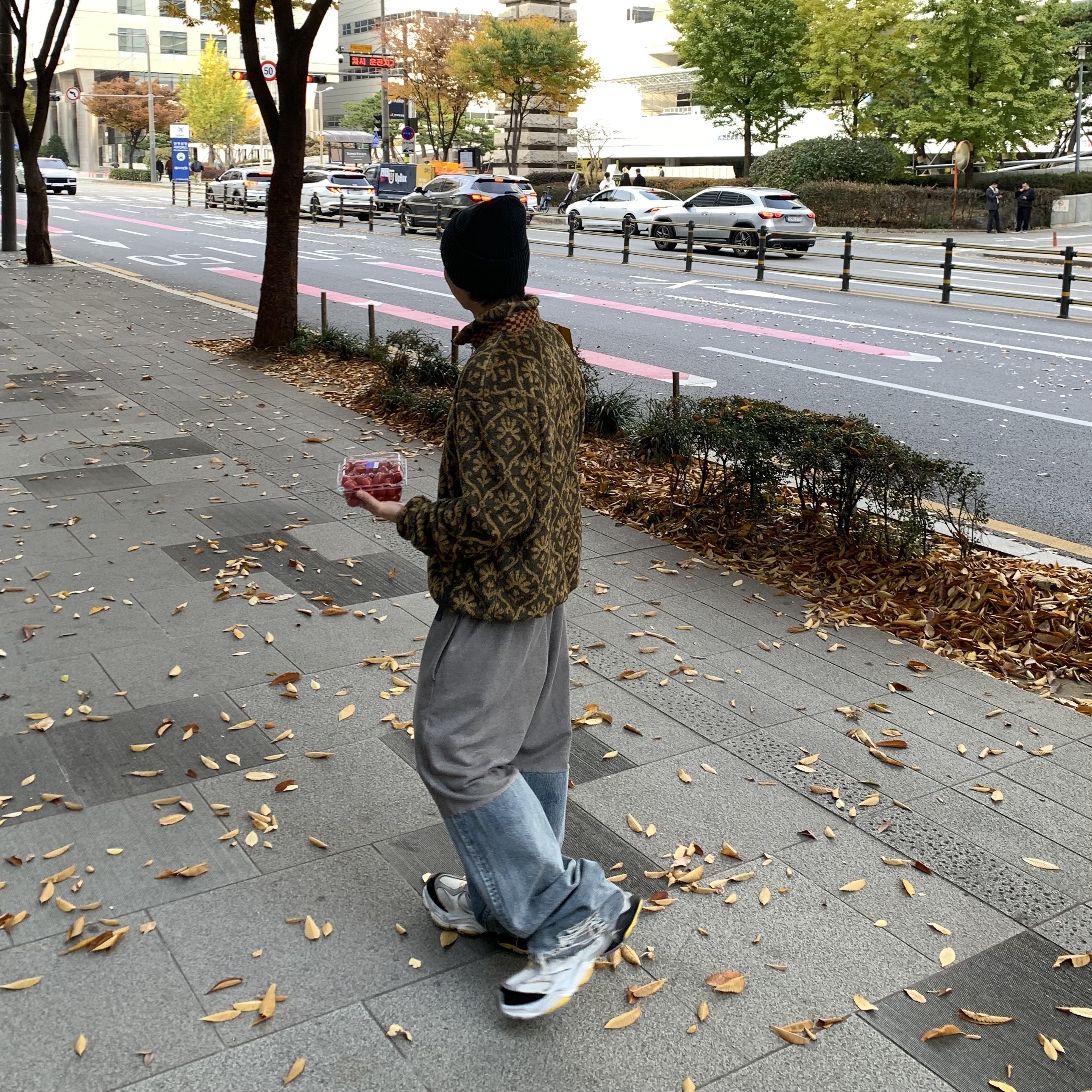 Kapital Yosemite Arabesque Pattern Fleece Zip Blouson Khaki 착용 스타일 - 1