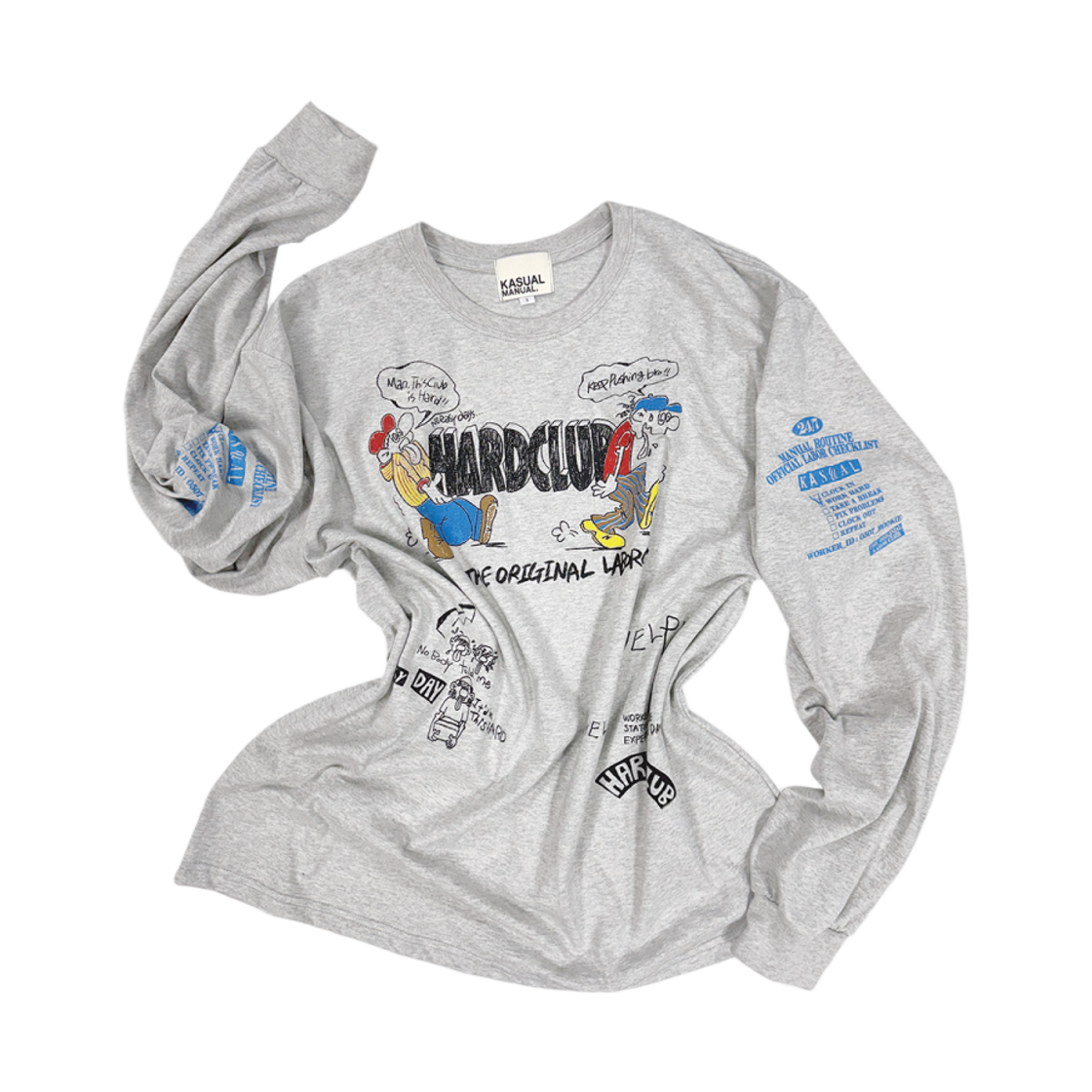 캐주얼 매뉴얼 루키 롱슬리브 티셔츠 라이트 헤더 그레이(Kasual Manual Rookie Long Sleeve Tee Light Heather Grey)