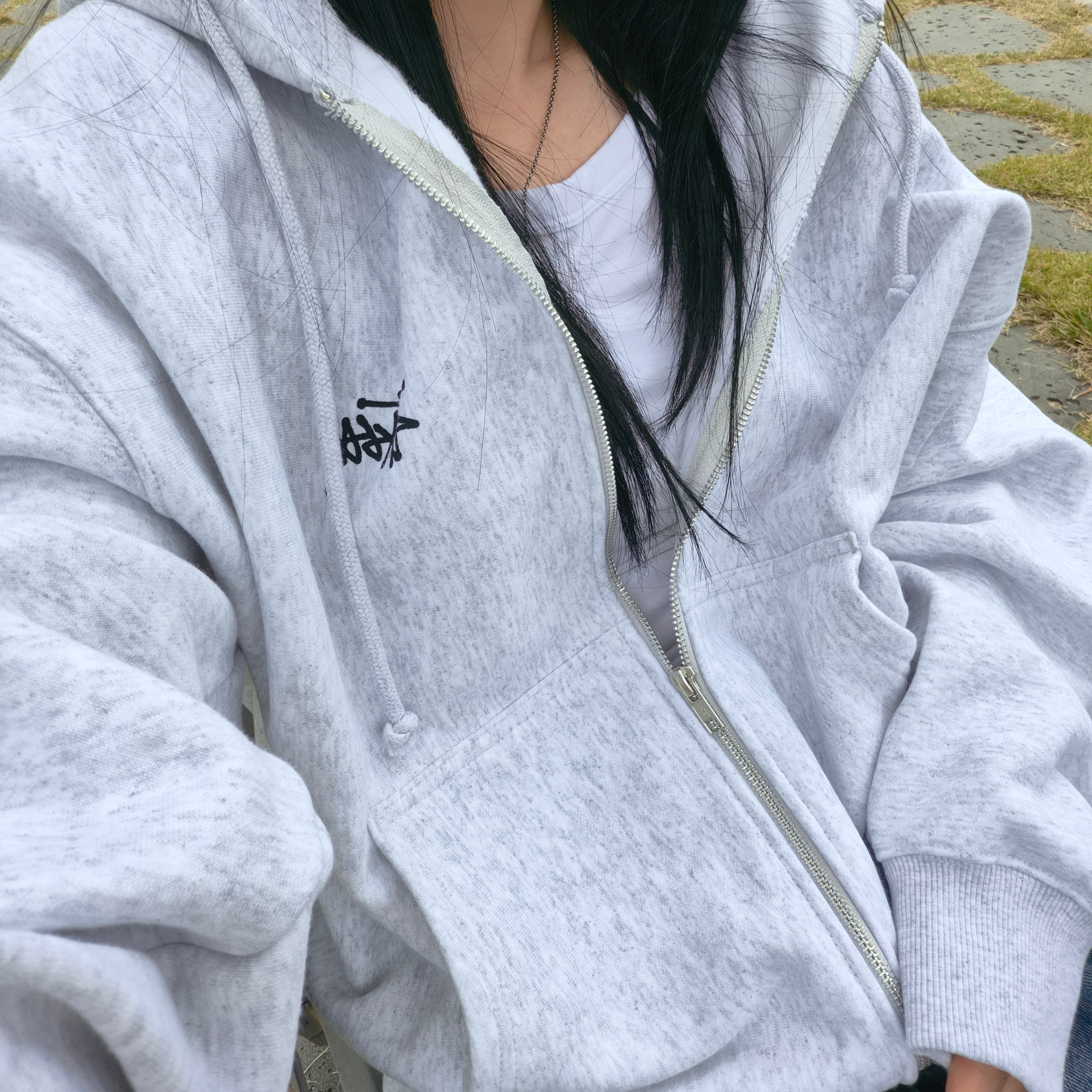Stussy Basic Stussy Zip Hoodie Ash Heather, Gucci Interlocking G Pendant Necklace Silver 착용 스타일 - 1