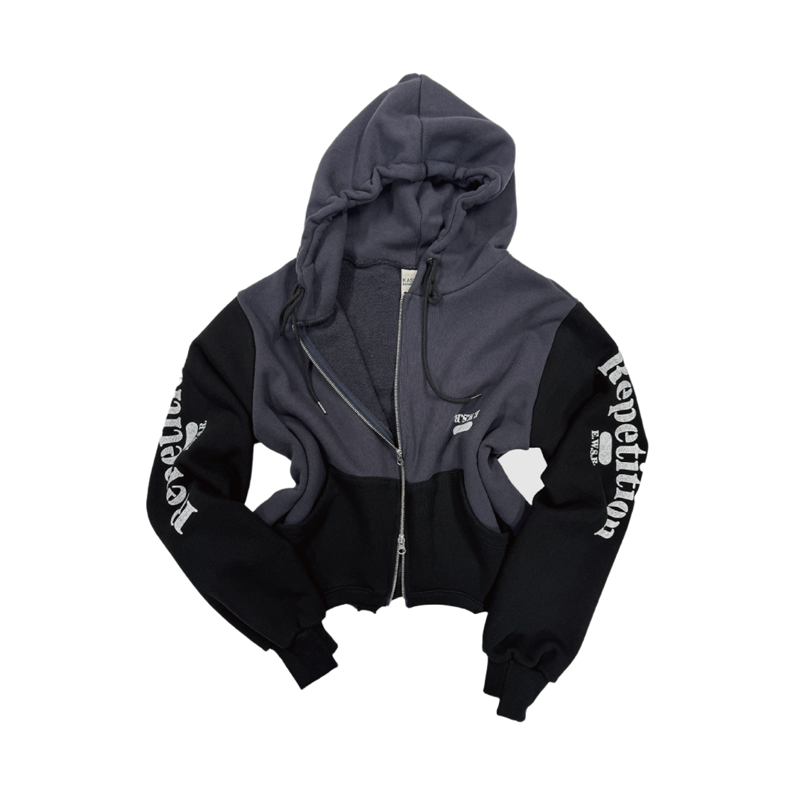 캐주얼매뉴얼 리피티션 후드 집업 네이비 블랙(Kasual Manual Repetition Zip Hoodie Navy Black)