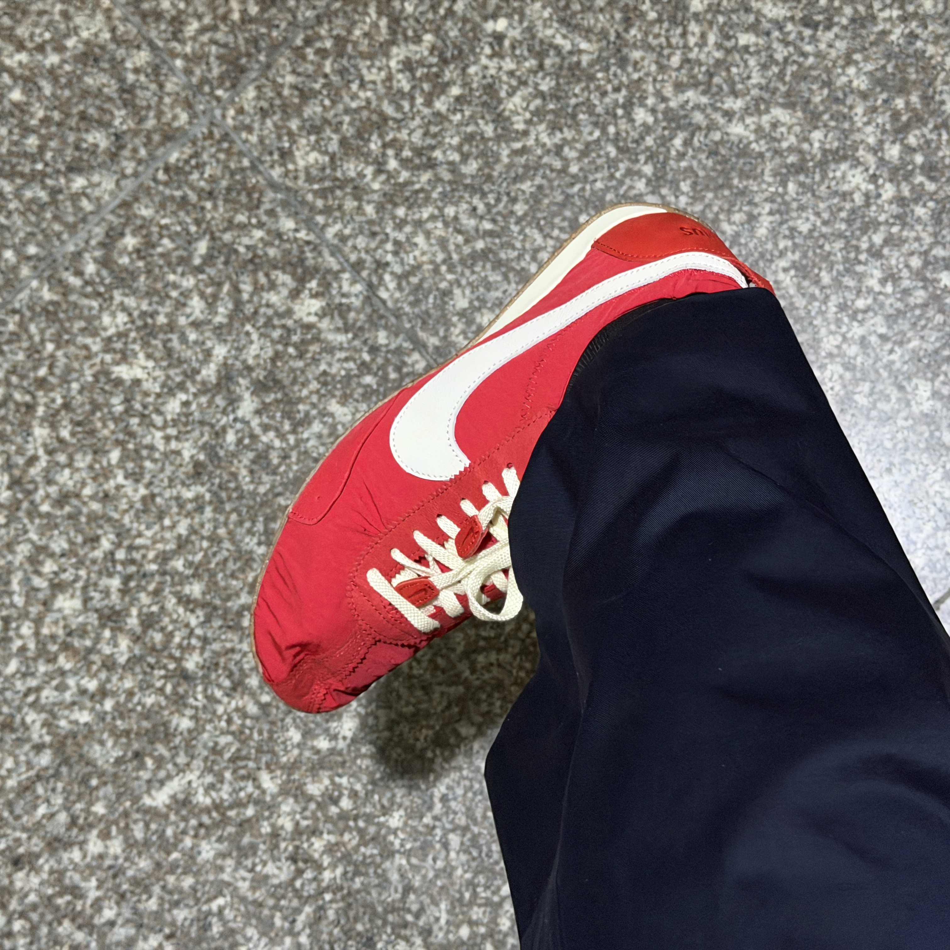 Nike x Jacquemus Moon Shoe SP University Red and Bicycle Yellow 착용 스타일