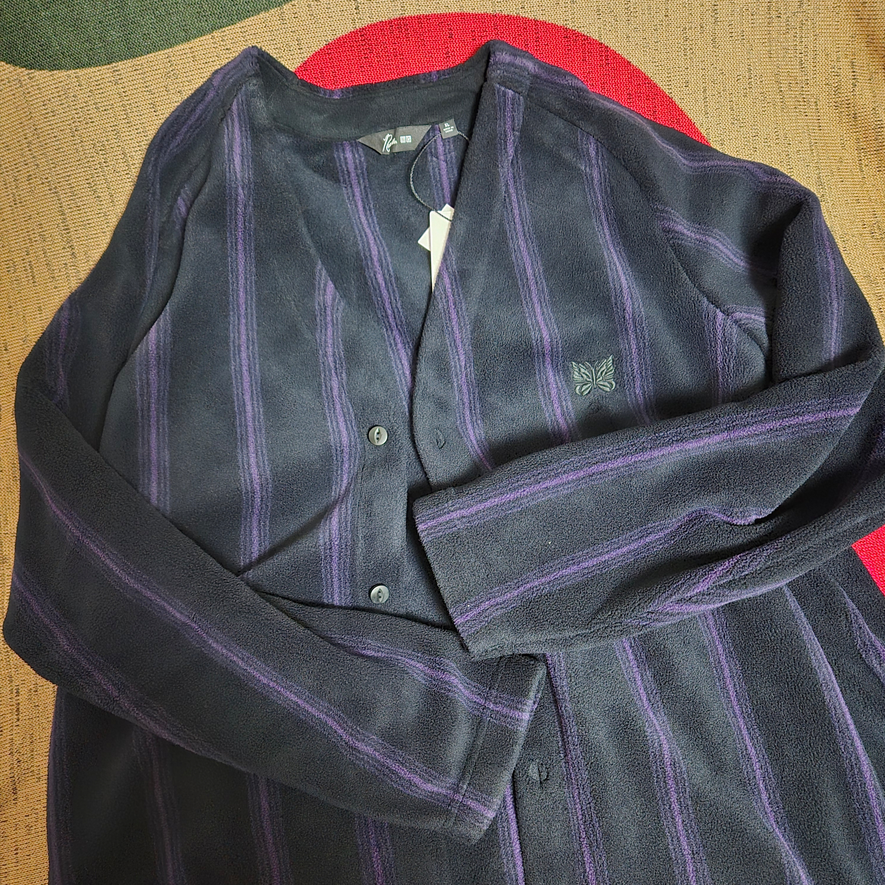Uniqlo x Needles Fleece Oversized Cardigan Black - KR 착용 스타일 - 1
