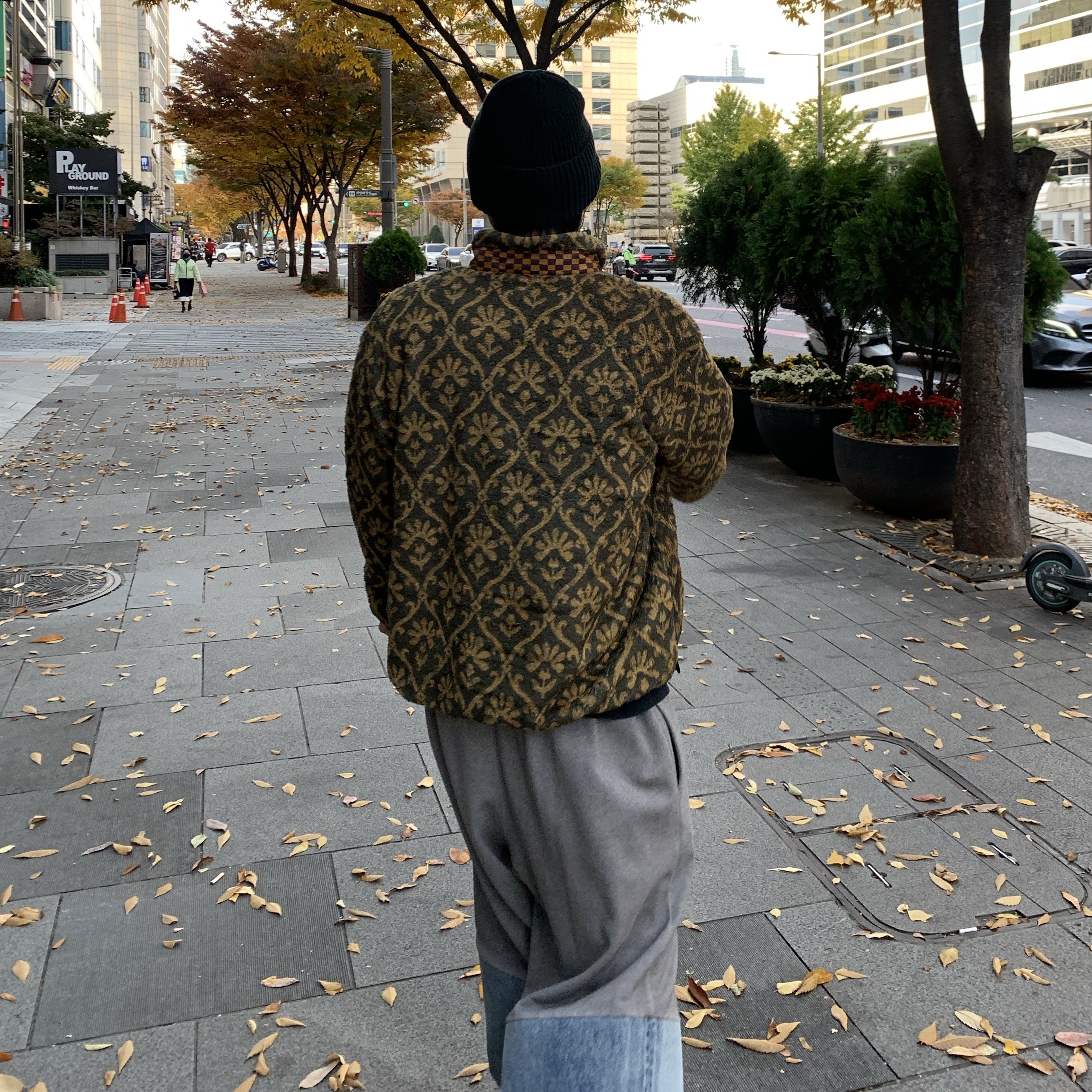 Kapital Yosemite Arabesque Pattern Fleece Zip Blouson Khaki 착용 스타일 - 2