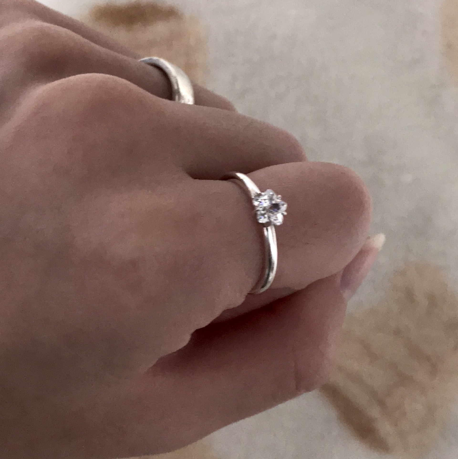 (W) Pandora Celestial Sparkling Star Solitaire Ring Sterling Silver 착용 스타일 - 2