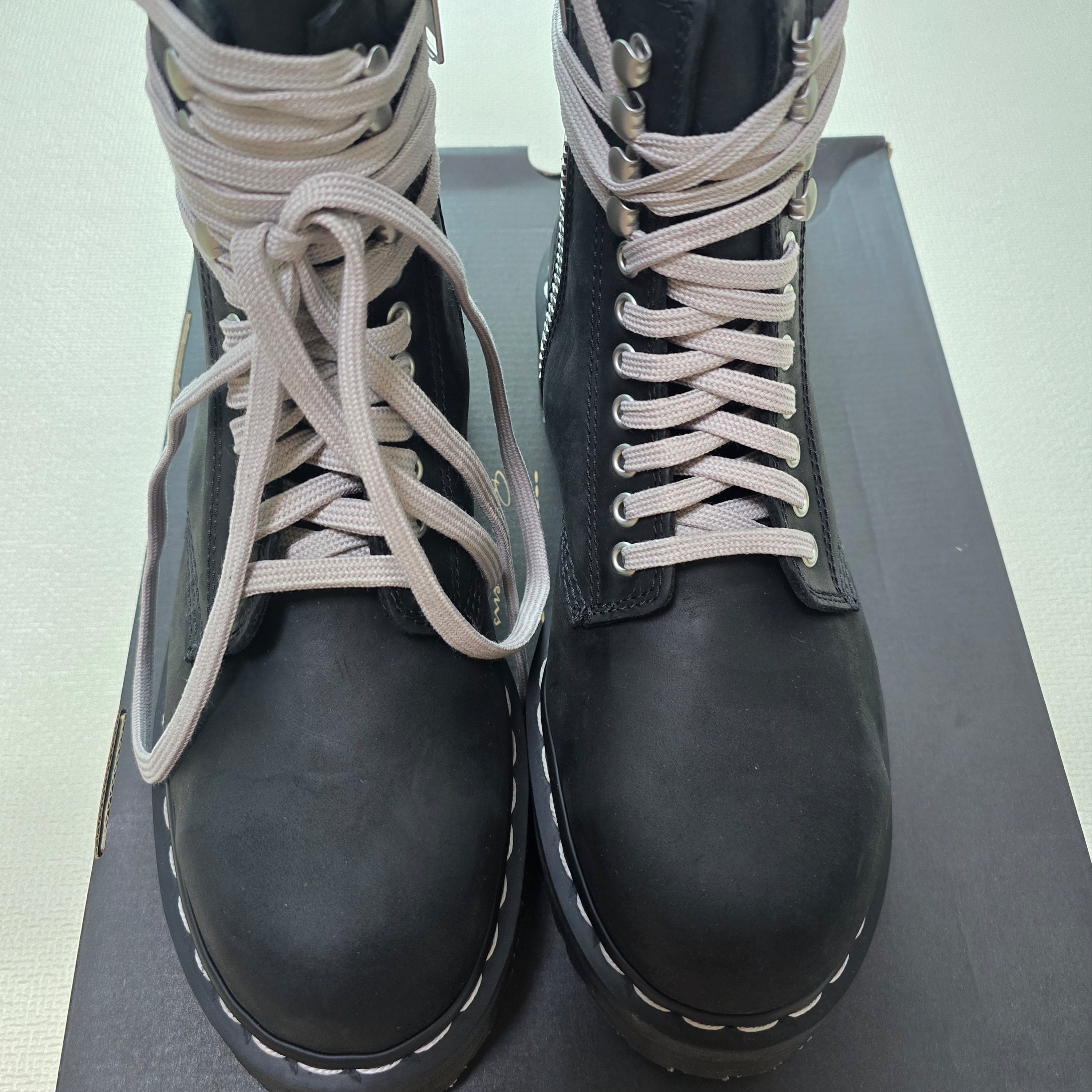 Dr. Martens x Rick Owens Quad Sole Steel Toe Boots Black 착용 스타일