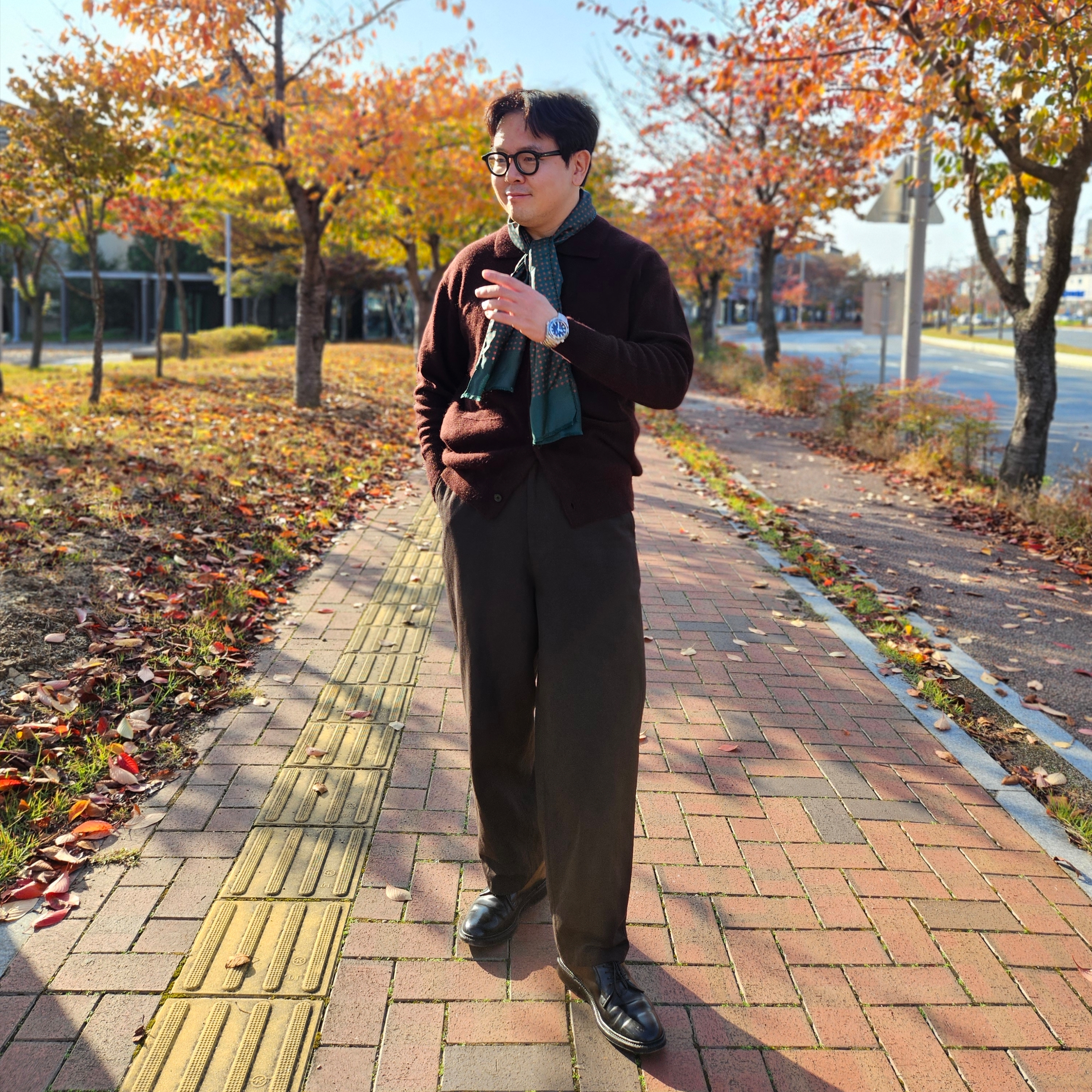 ssstein Fine Alpaca Knit Collared Cardigan Dark Brown - 24FW, Alden 9901 Cordovan Plain Toe Blucher Oxford Black - D 착용 스타일 - 1