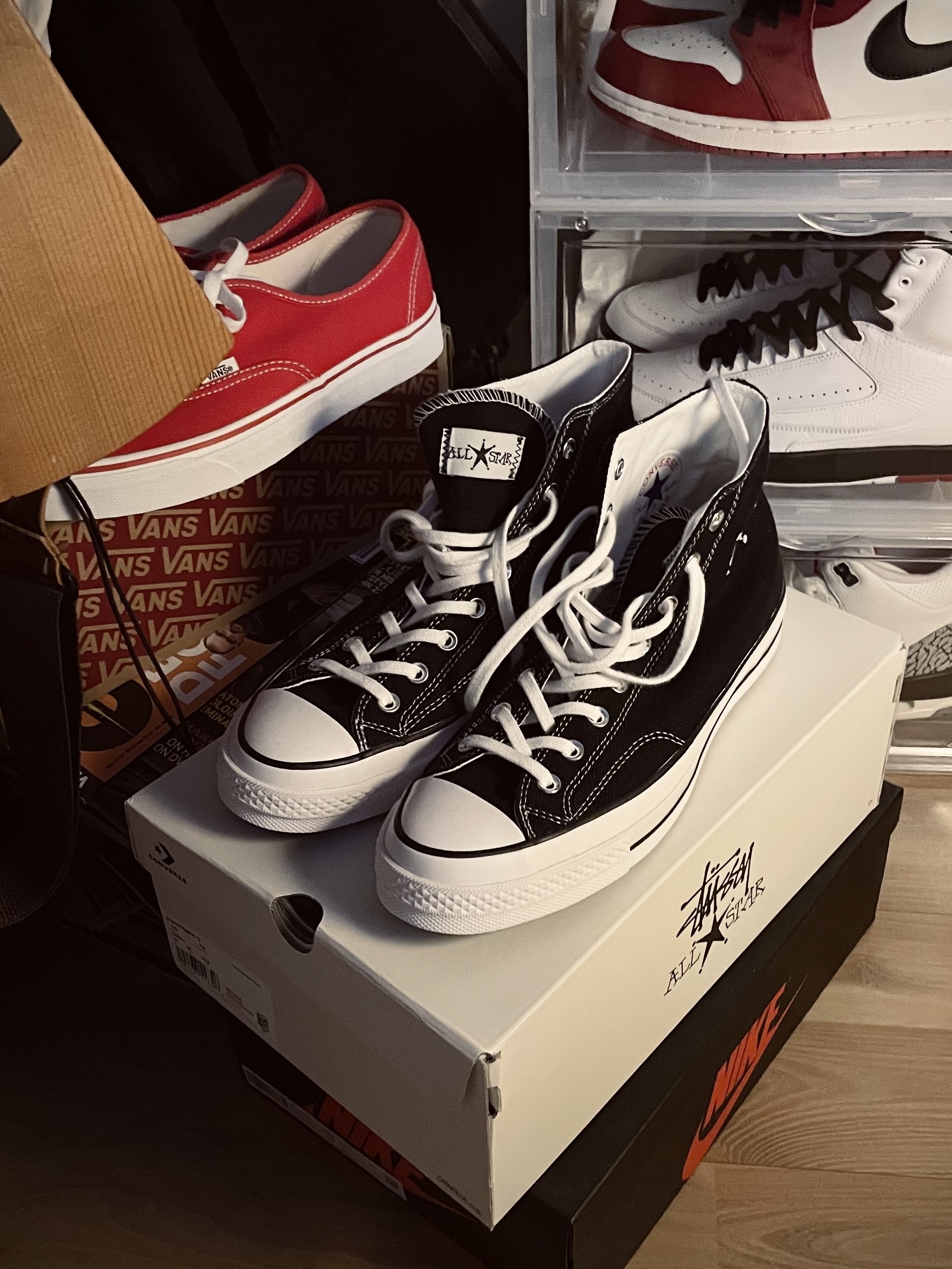 Converse x Stussy Chuck 70 High Black 착용 스타일