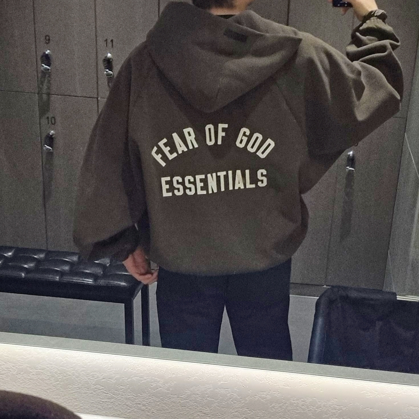 Essentials Brushed Full Zip Hoodie Bomber Jacket Brown - 24FW 착용 스타일 - 1