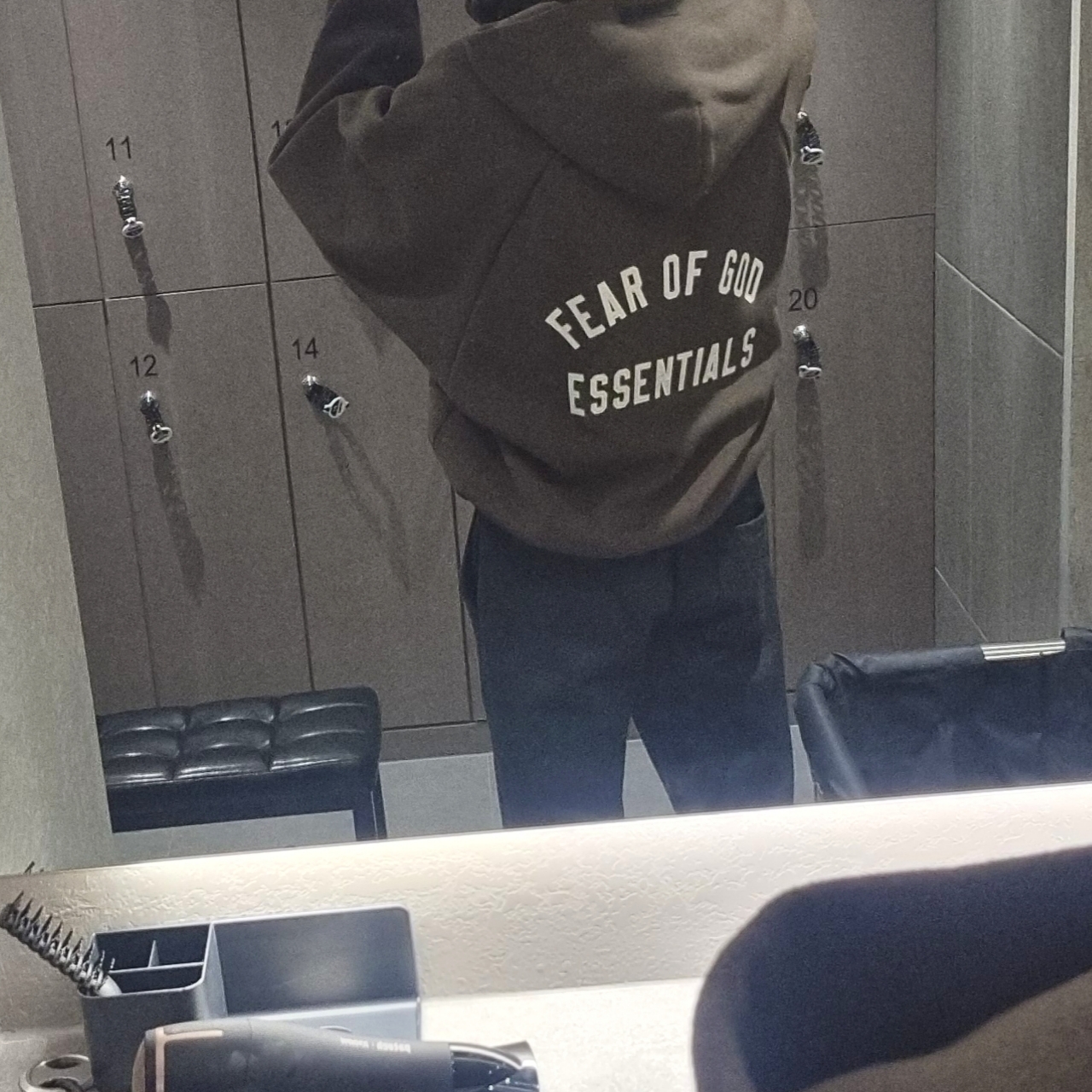 Essentials Brushed Full Zip Hoodie Bomber Jacket Brown - 24FW 착용 스타일 - 2