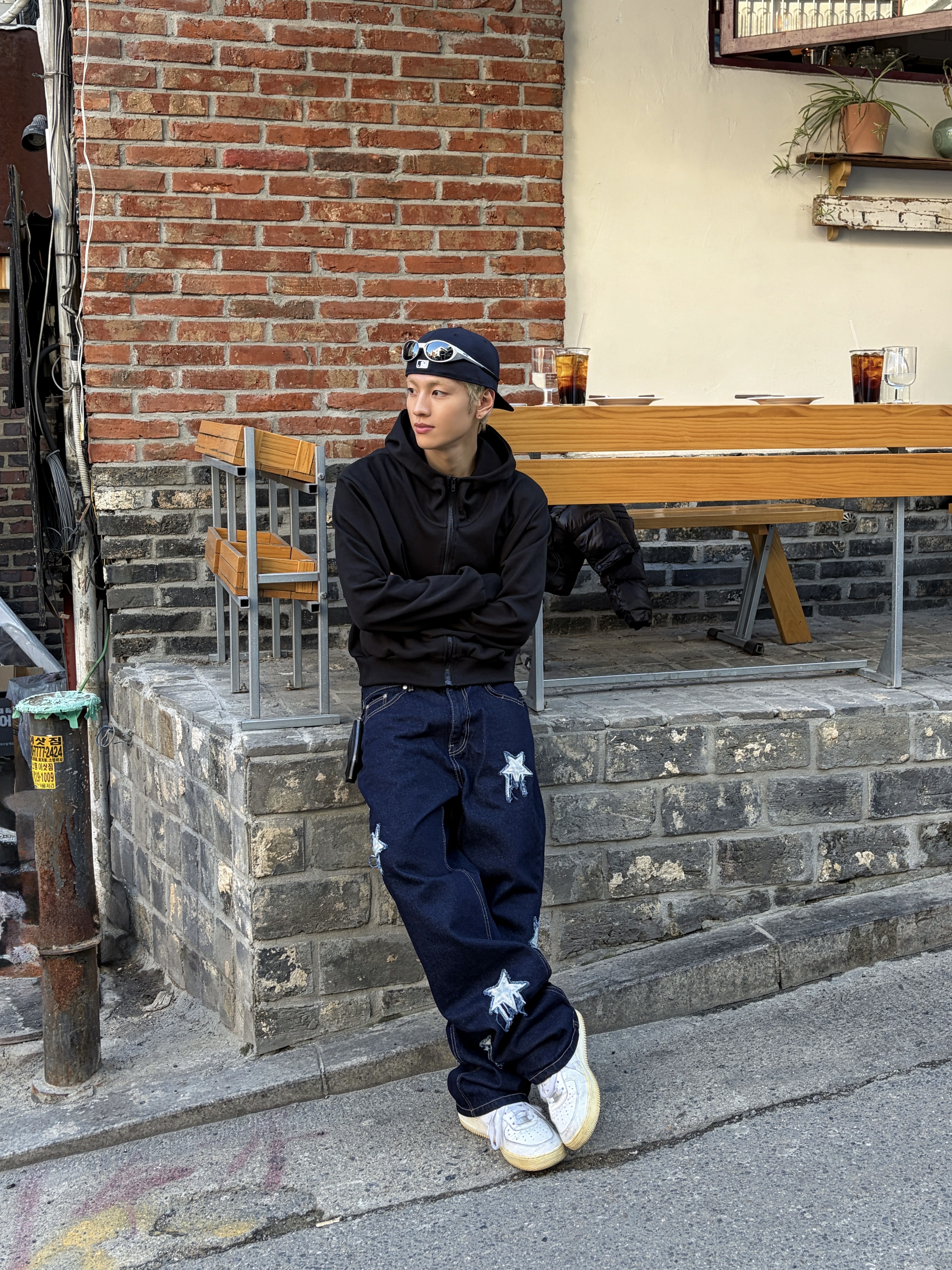 Nike Air Force 1 '07 Low White, Oakley Eye Jacket Redux Silver Frame Prizm Black Polarized Lenses High Bridge Fit 착용 스타일