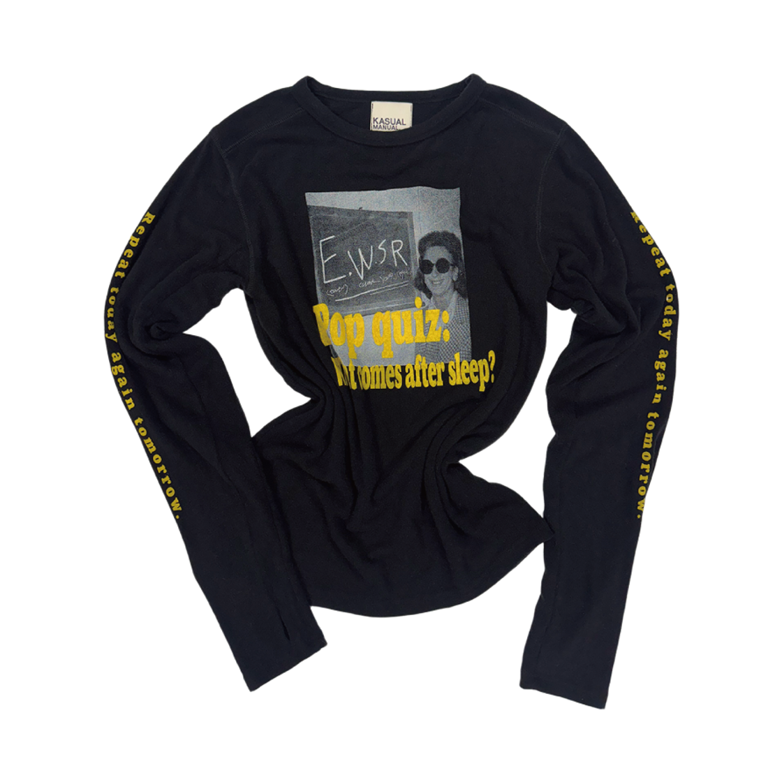 km25fw40 Kasual Manual Pop Quiz Long Sleeve Tee Black