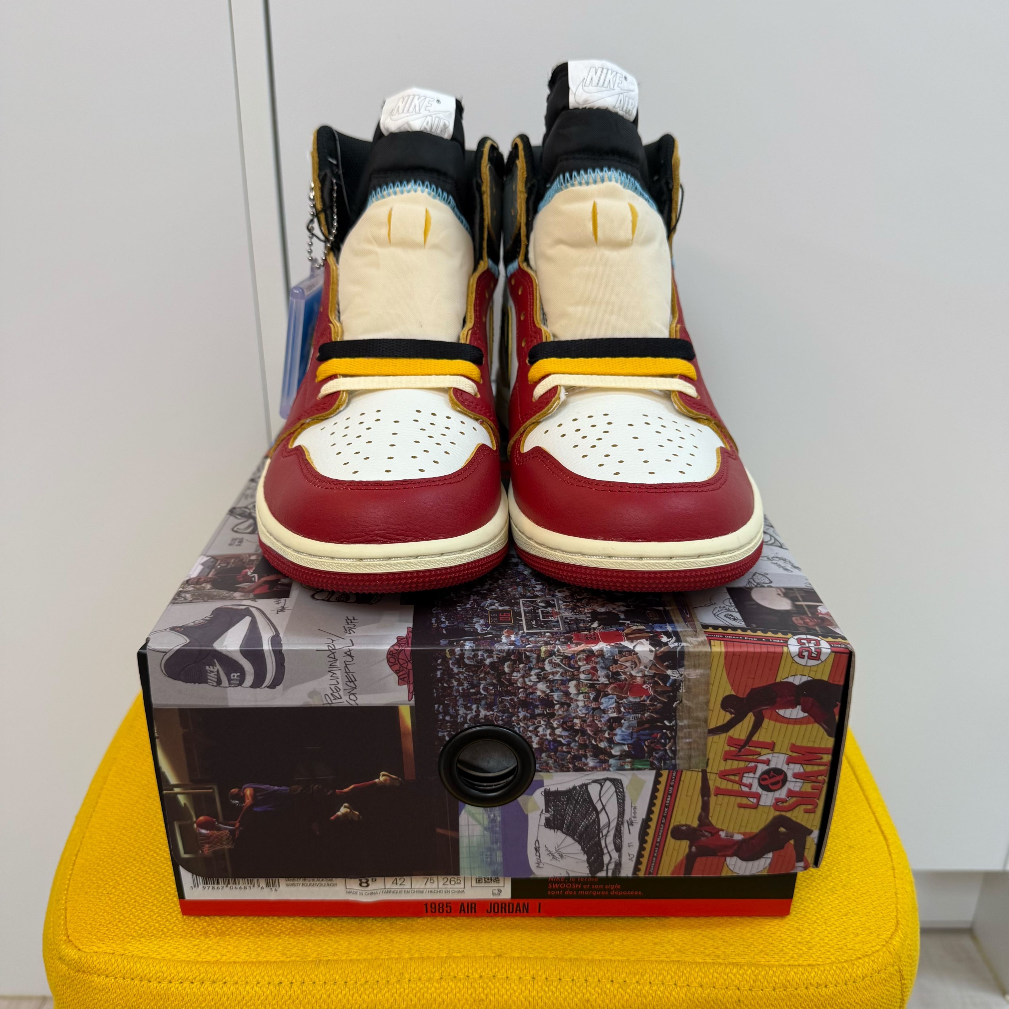 Jordan x Union Sweater Kinetic Green - Asia, Jordan 1 x Union Retro High OG Chicago Shadow 착용 스타일 - 3