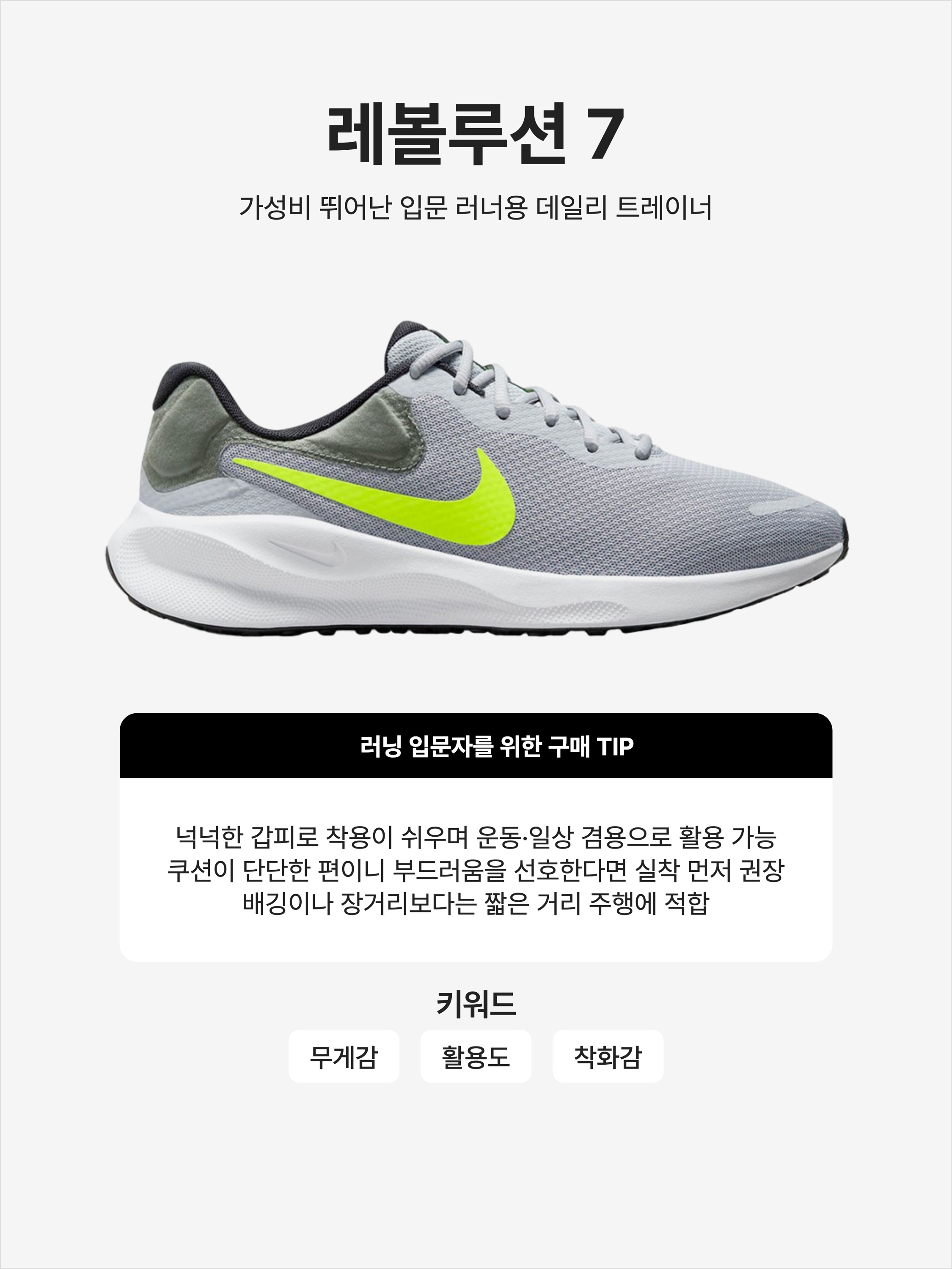 Nike Revolution 7 Smoke Grey Bolt, Nike Revolution 7 White 착용 스타일 - 1