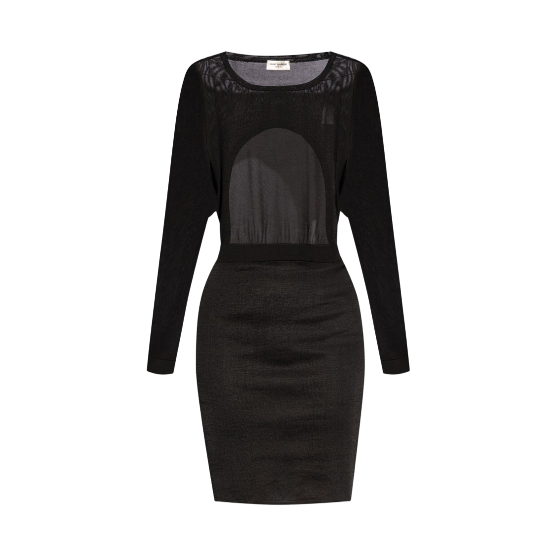 776019-Y76LT-1000 (W) Saint Laurent Backless Long Sleeve Mini Dress Black