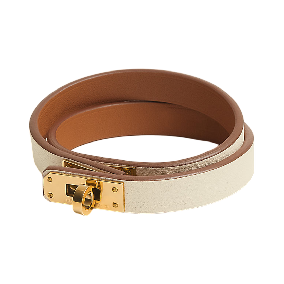 H081182CCI2 (W) Hermes Mini Kelly Double Tour Bracelet Swift & Yellow Gold Nata