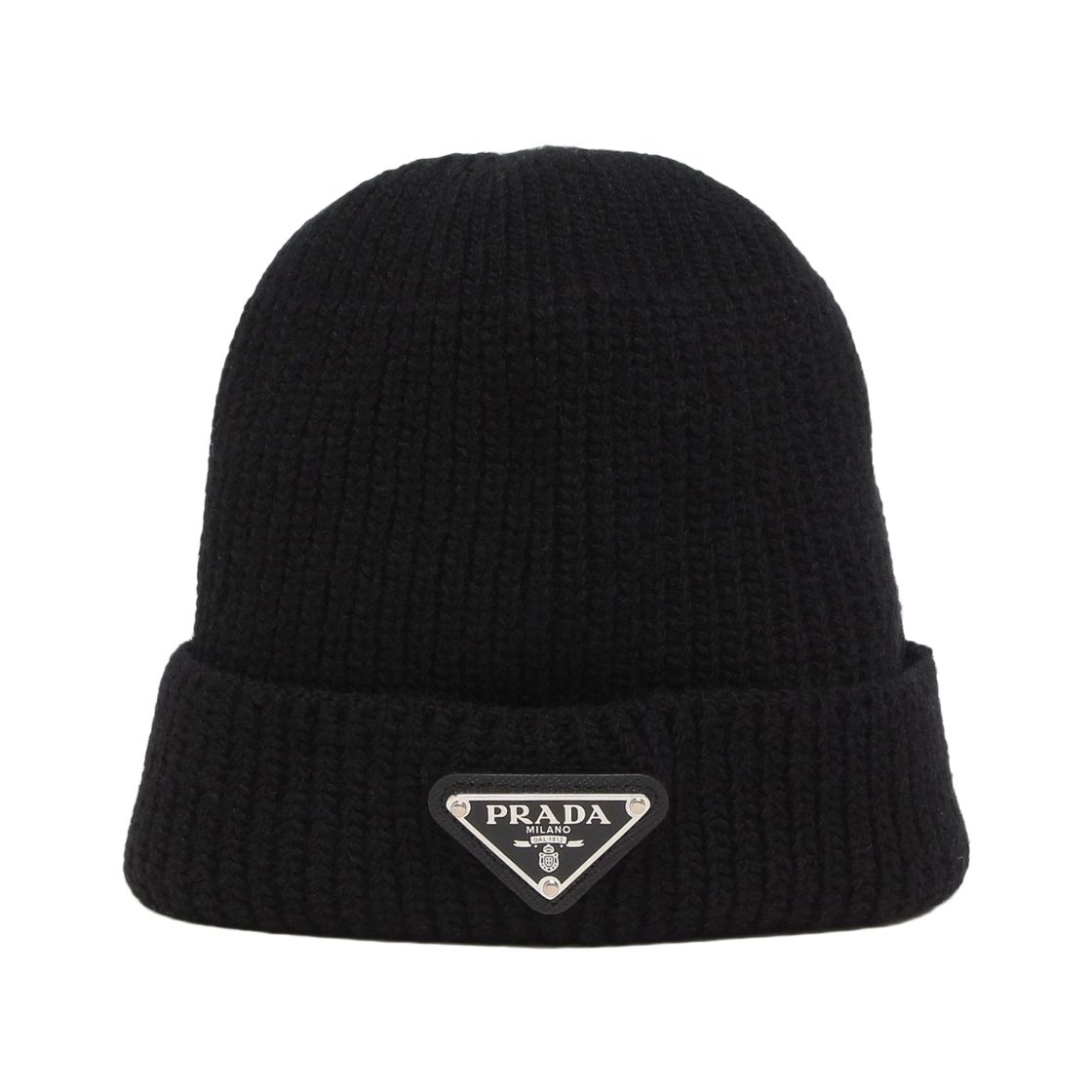 2HC426-3IM-F0002 Prada Triangle Logo Knit Beanie Black