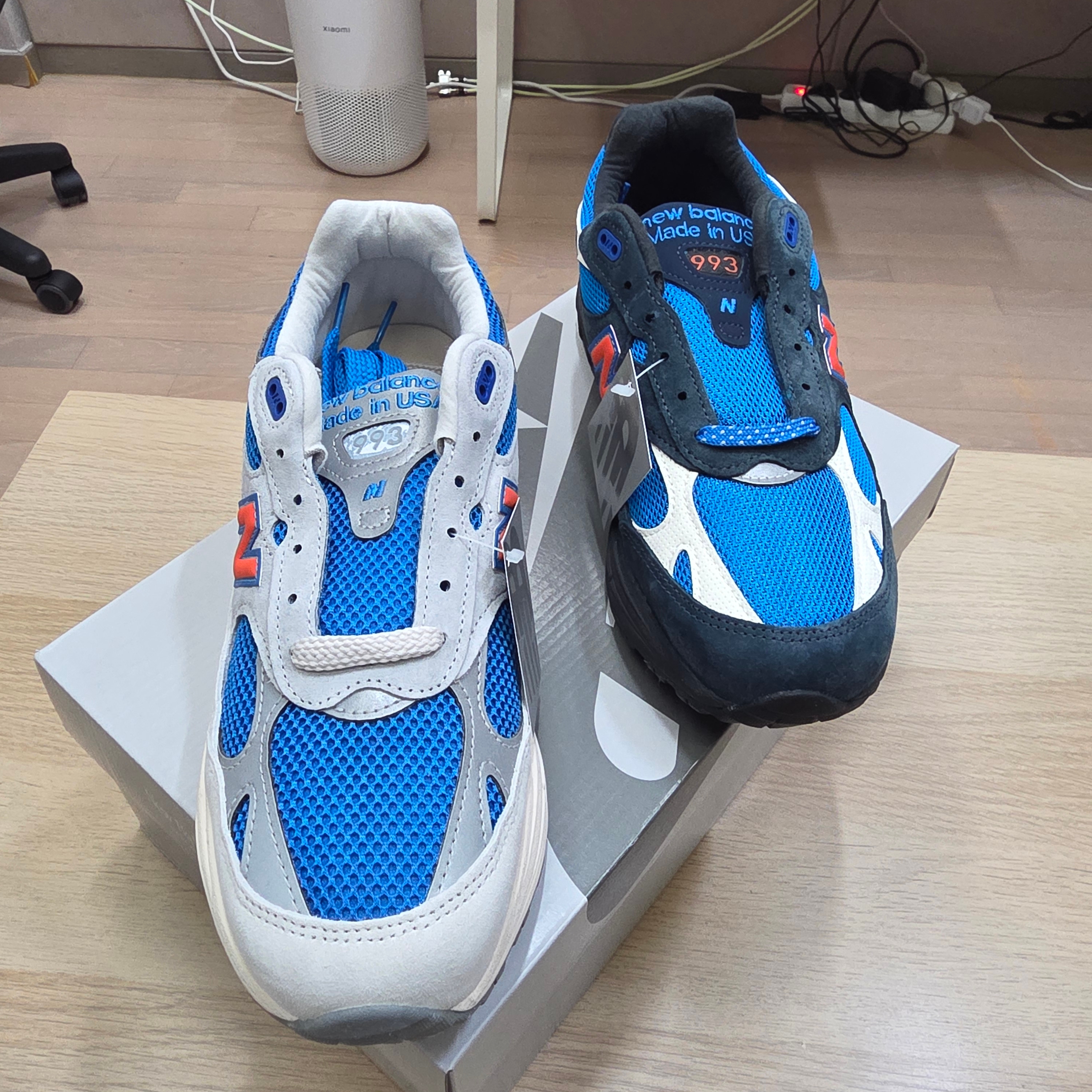 New Balance x Kith x Madison Square Garden 993 Made in USA Navy Princess Blue, New Balance x Kith x Madison Square Garden 993 Made in USA Ancient Scroll Grey Matter 착용 스타일 - 8